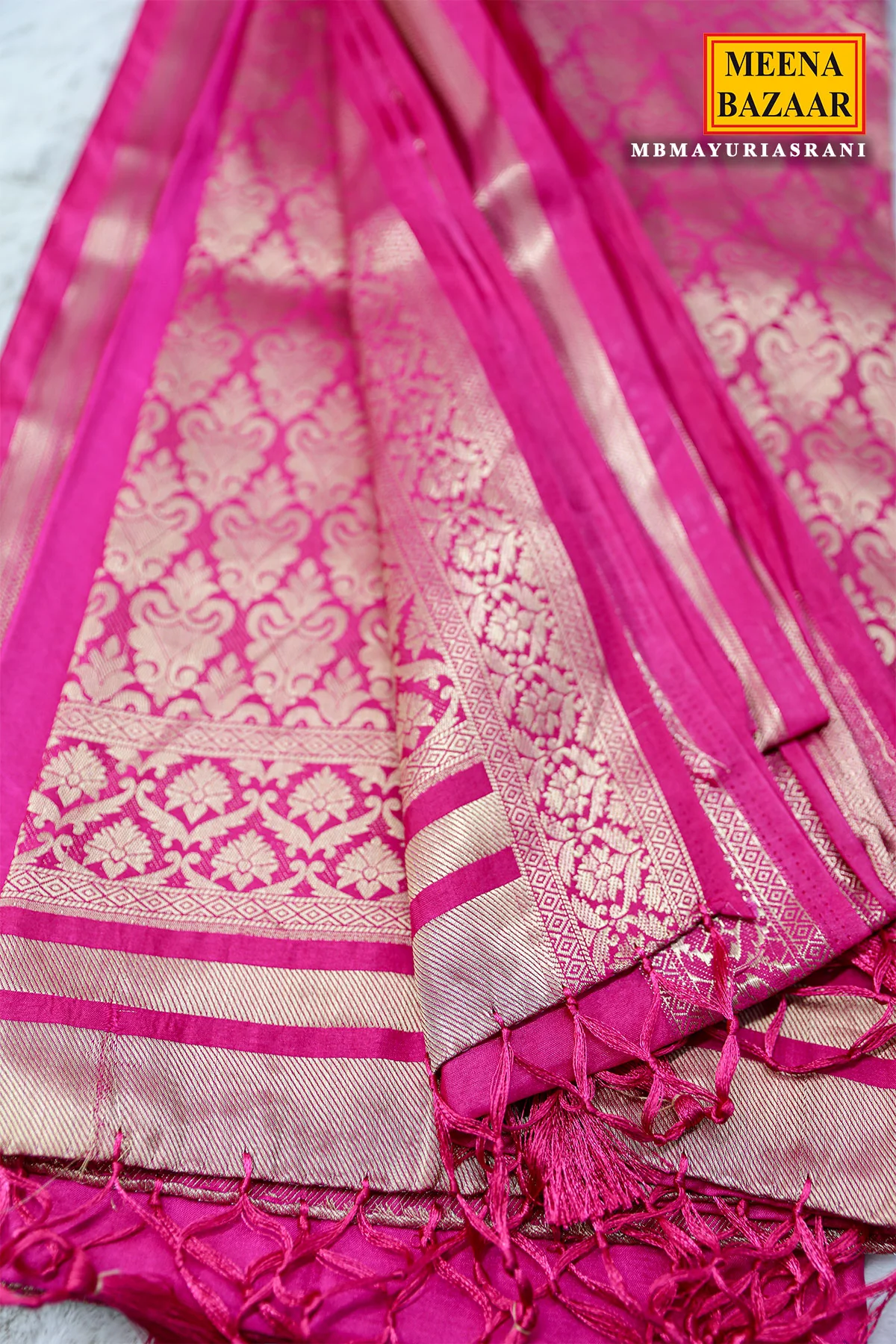 Rani Silk Weaving Buti Saree - Image 3