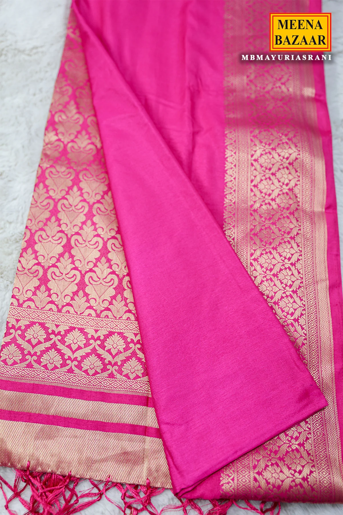 Rani Silk Weaving Buti Saree - Image 4
