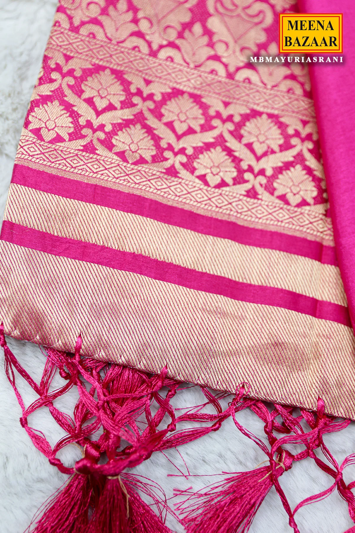 Rani Silk Weaving Buti Saree - Image 5