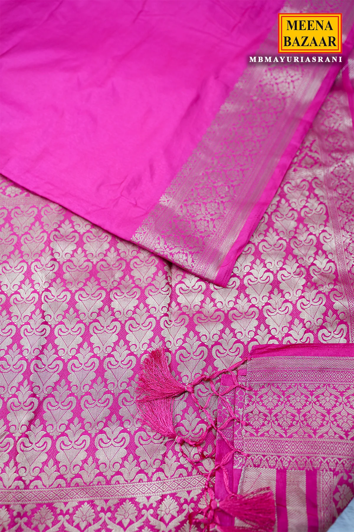 Rani Silk Weaving Buti Saree - Image 6