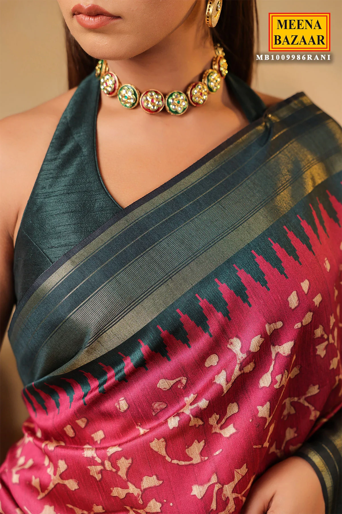 Rani Silk Weaving Saree Elegant Festive & Wedding Wear - Image 3