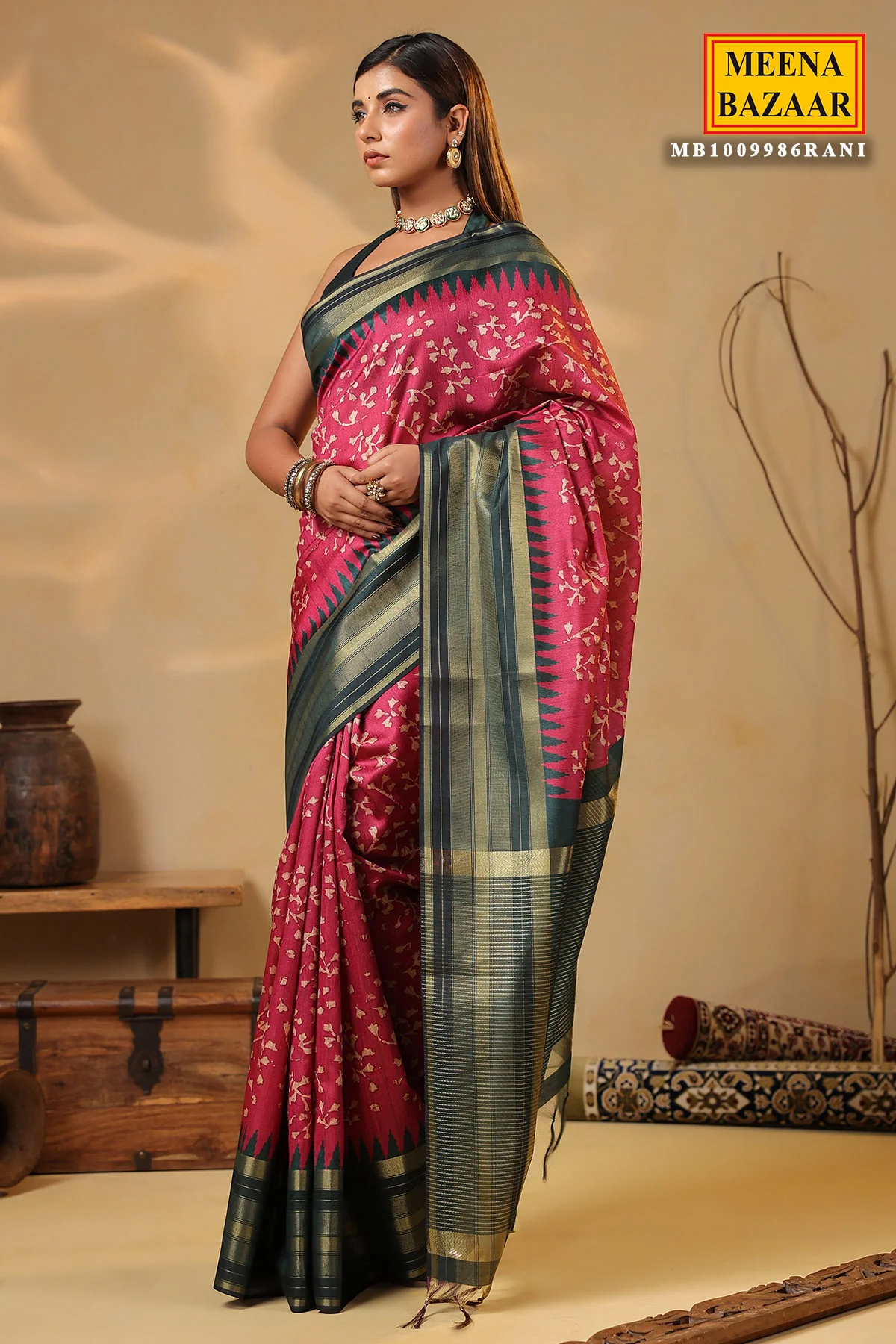 Rani Silk Weaving Saree Elegant Festive & Wedding Wear - Image 6