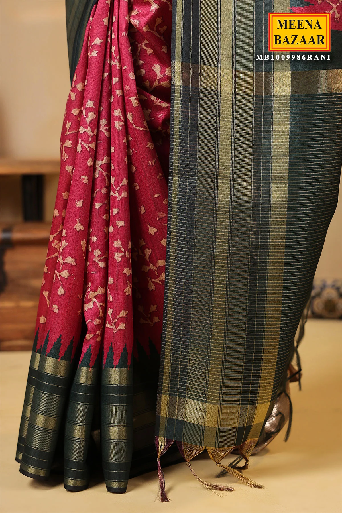 Rani Silk Weaving Saree Elegant Festive & Wedding Wear - Image 7