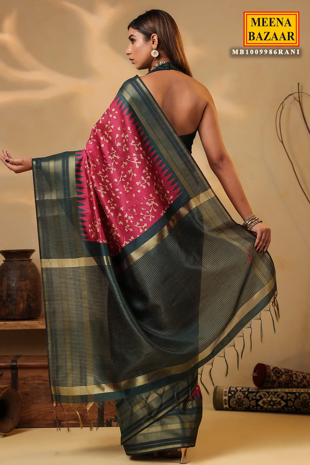 Rani Silk Weaving Saree Elegant Festive & Wedding Wear - Image 8