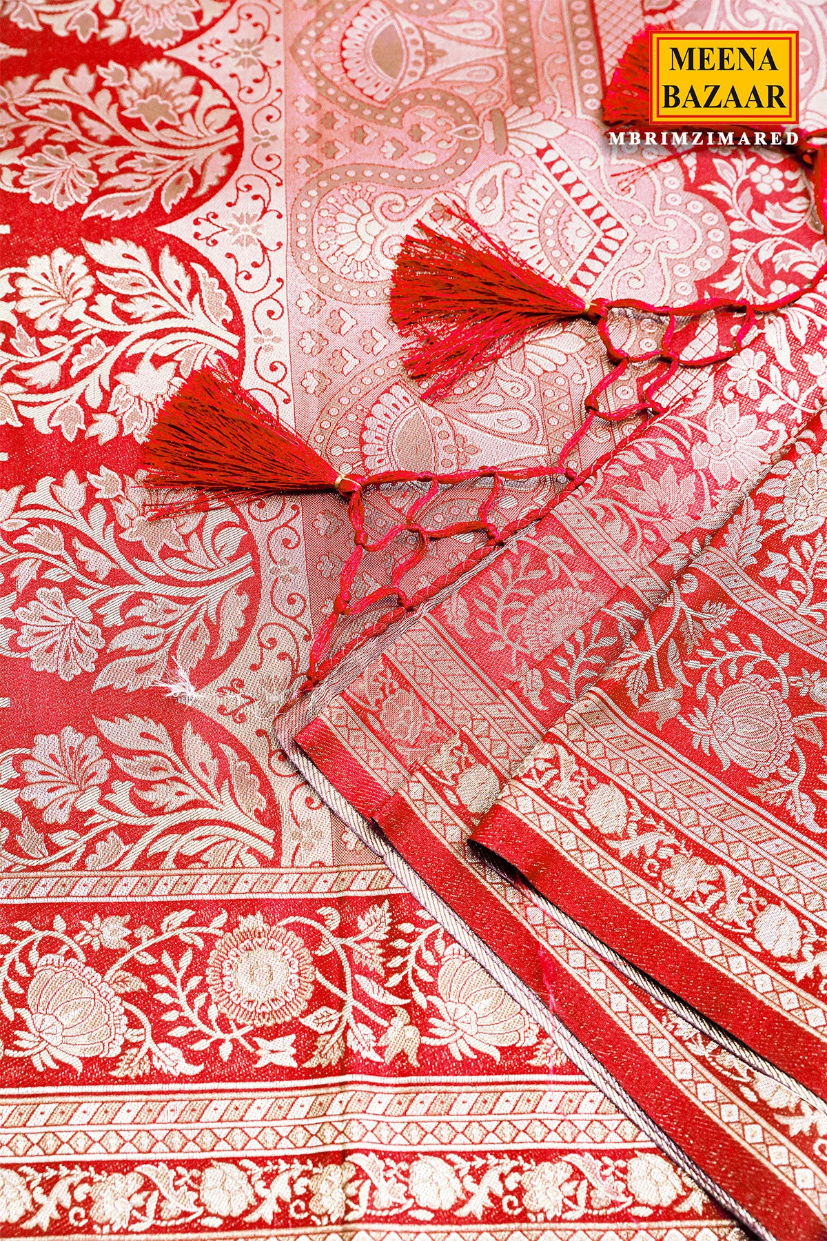 Red Silk Weaving Saree Elegant Festive & Wedding Wear - Image 2