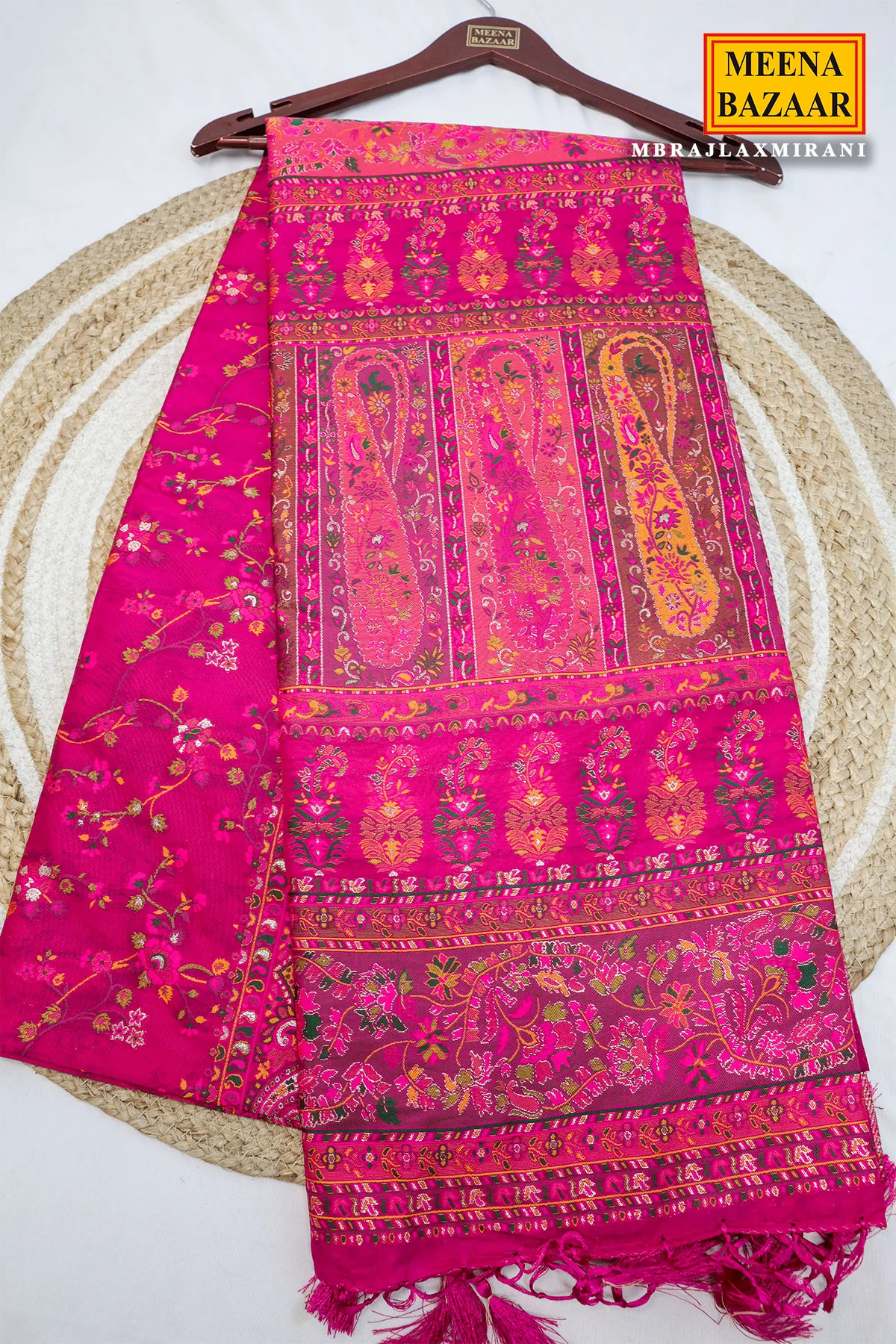 Rani Silk Weaving Saree Luxurious Festive & Wedding Wear - Image 2