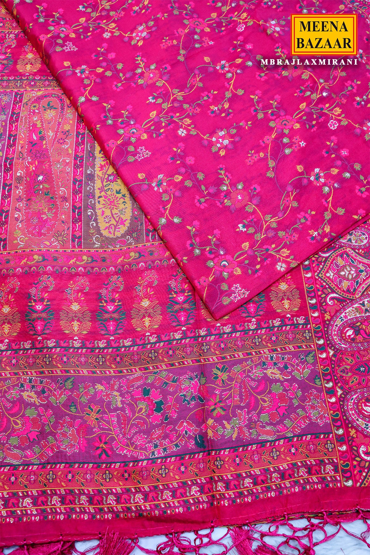Rani Silk Weaving Saree Luxurious Festive & Wedding Wear - Image 3