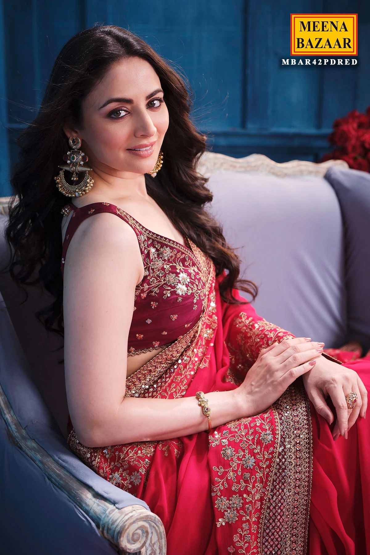 Rani Georgette Sequins Embroidery Designer Saree Party & Wedding Wear - Image 11