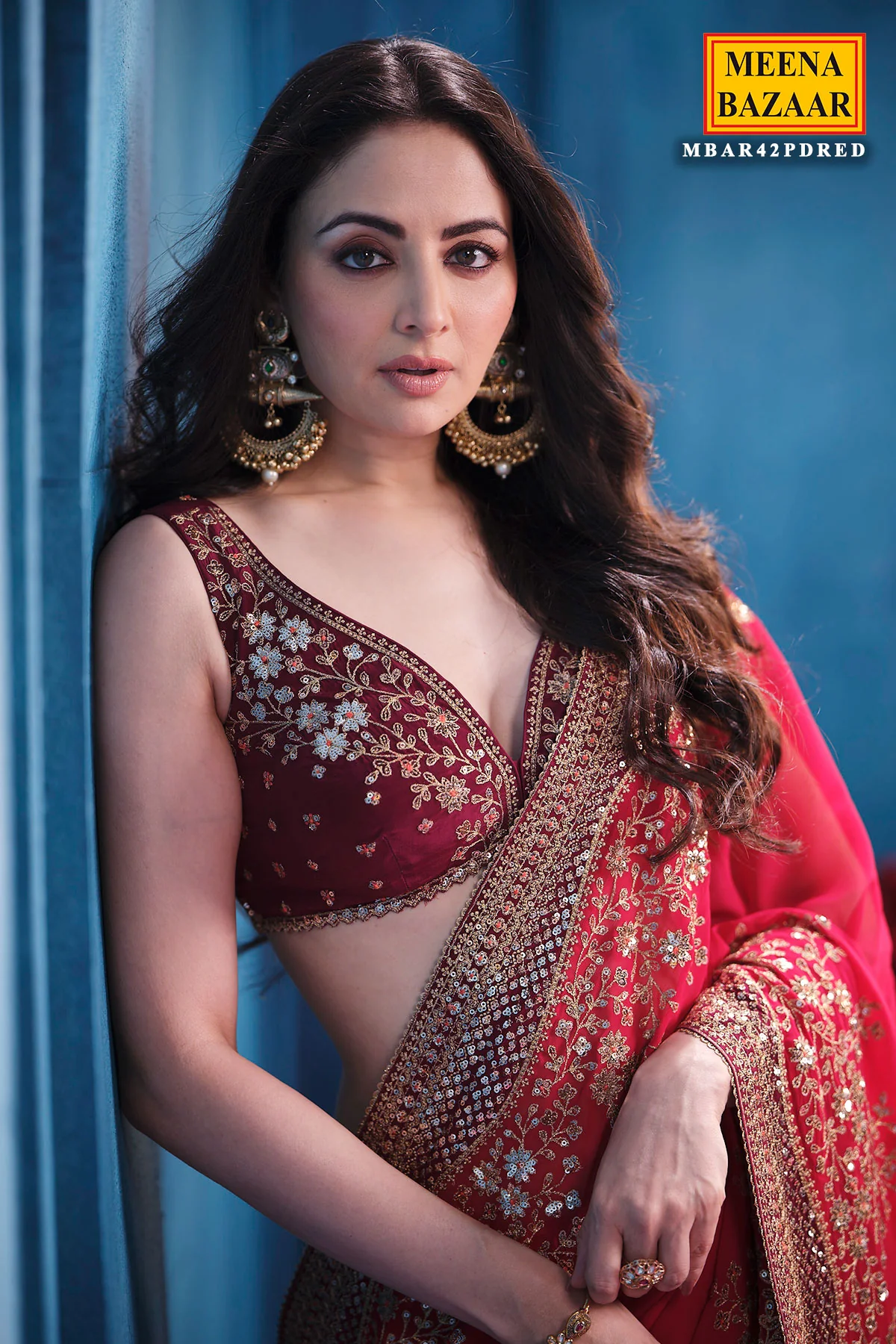 Rani Georgette Sequins Embroidery Designer Saree Party & Wedding Wear - Image 13