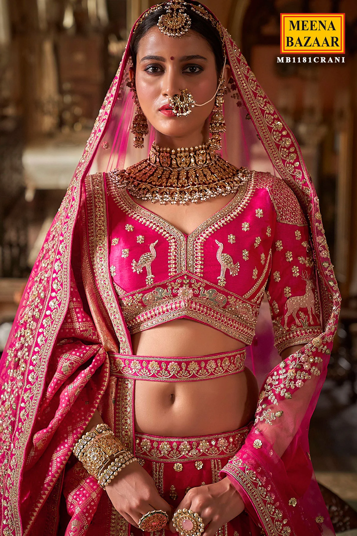 Rani Silk Zari and Sequin Embroidered Bridal Lehenga – Royal Wedding Ensemble - Image 2