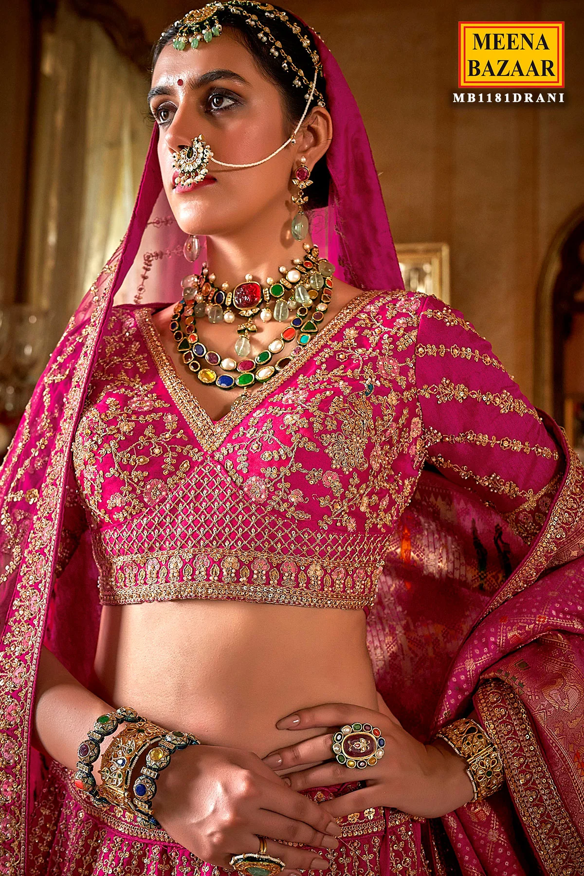 Rani Silk Zari and Sequin Embroidered Bridal Lehenga – Royal Wedding Ensemble - Image 2