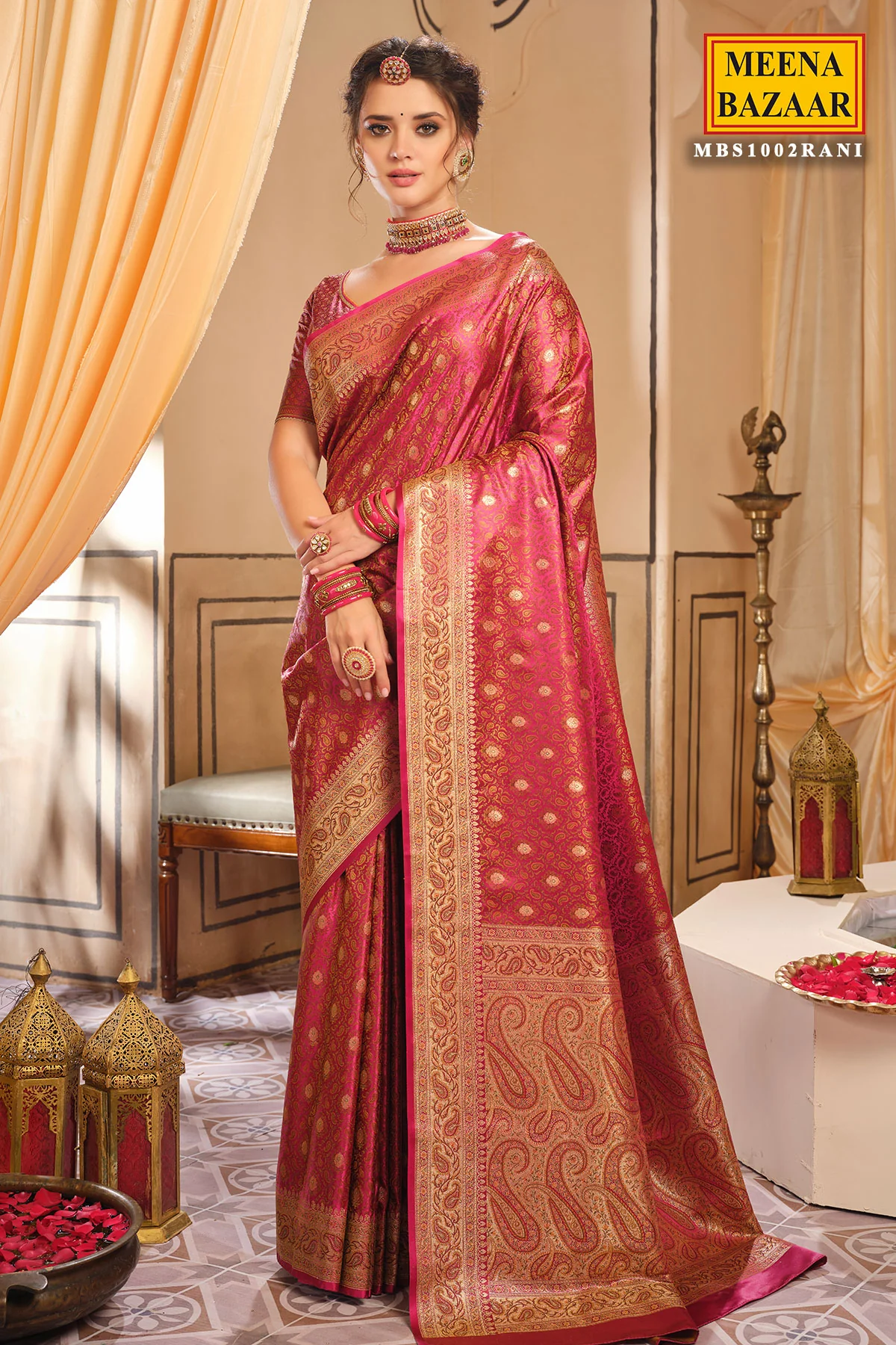 Rani Woven Banarasi Silk Saree - Image 4