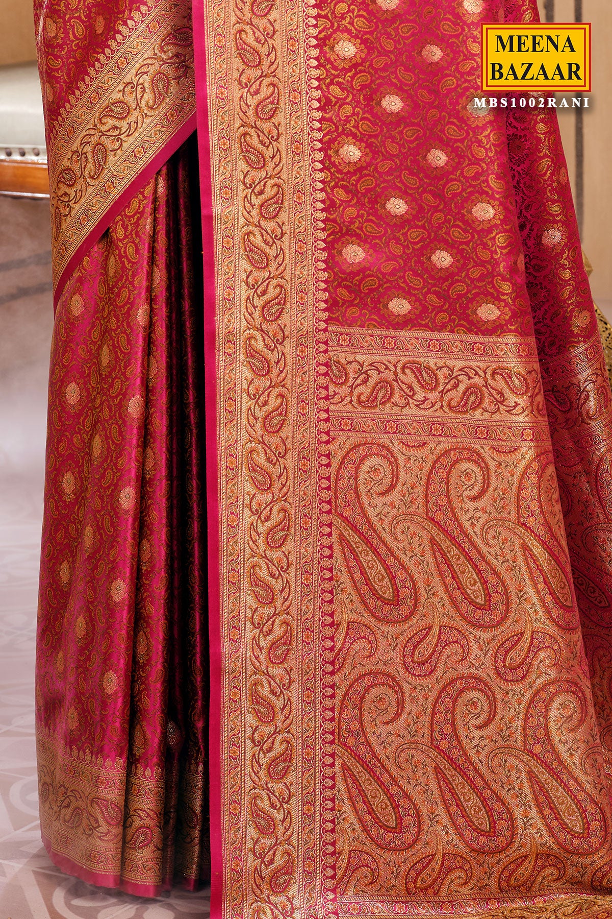 Rani Woven Banarasi Silk Saree - Image 5