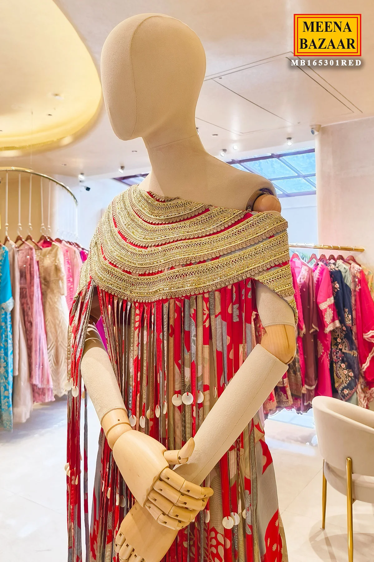 Red Crepe Indo Western Set with Intricate Embroidery Work for Festive & Party Wear - Image 5