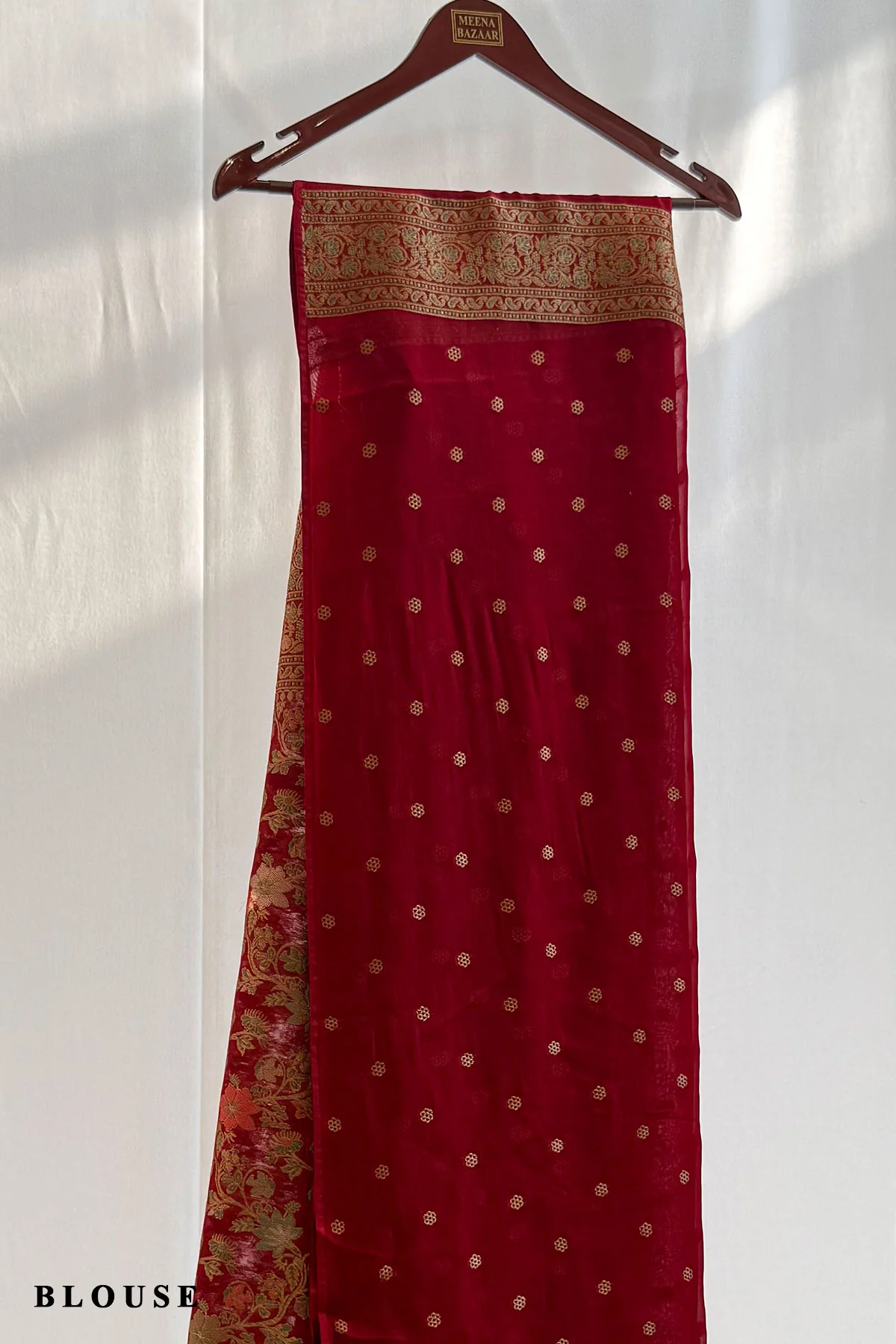 Red Georgette Saree with Elegant Weaving Work - Image 3