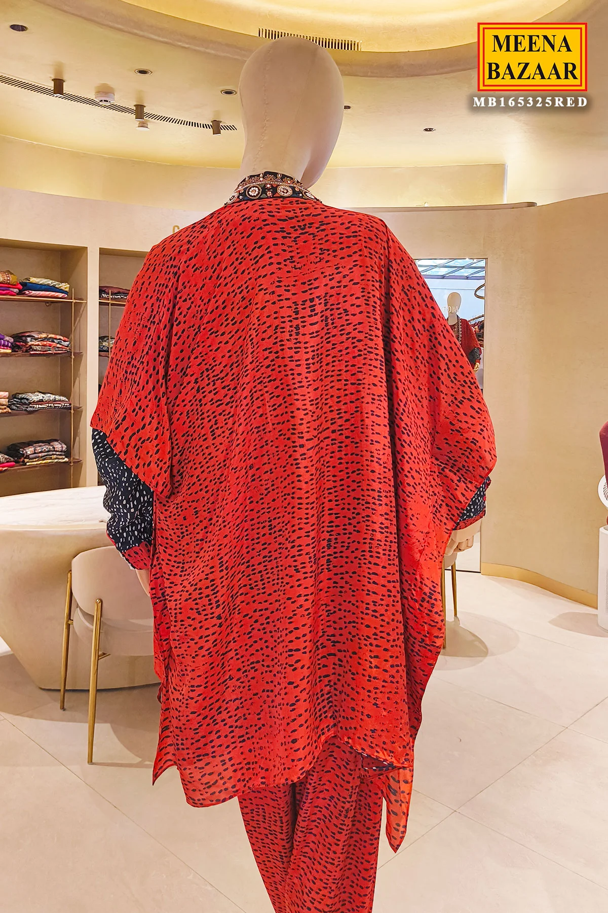 Red Glow – Crepe Kurti with Designer Neck EMB - Image 4