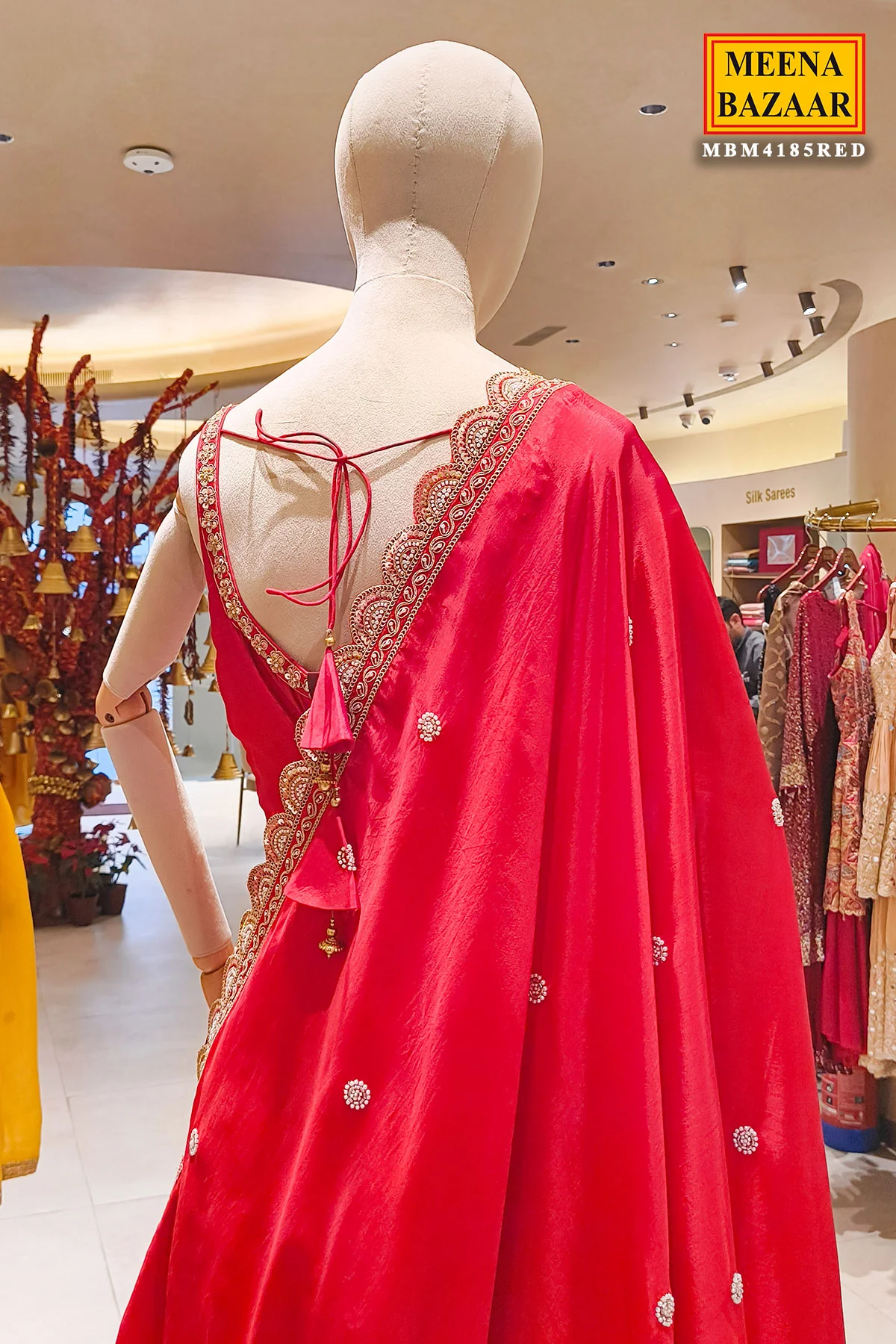 Red Heavy Embroidered Partywear Sharara Set - Image 6
