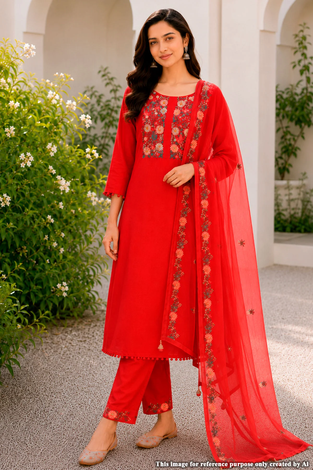 Red Suit Set with Dupatta