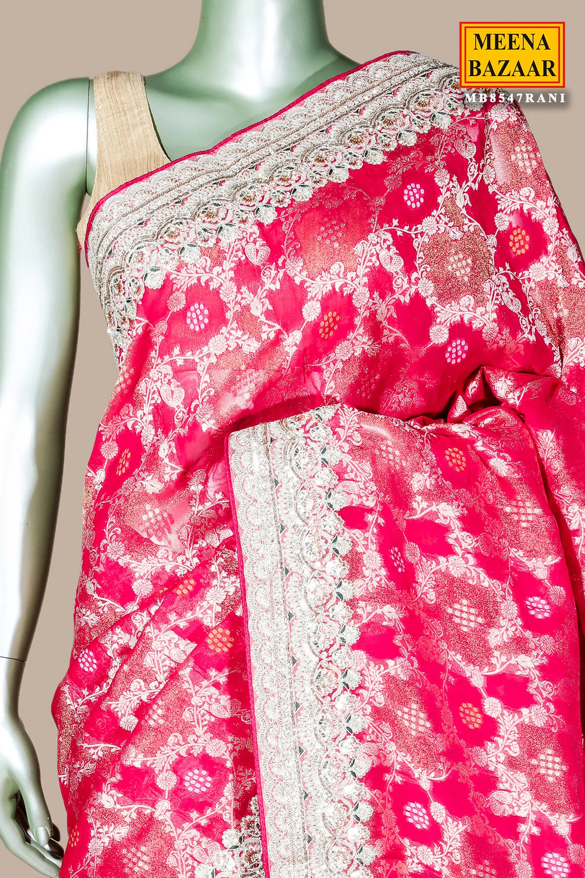 Royal Rani Khaddi Saree – Elegant Embroidered Draped Luxury - Image 3