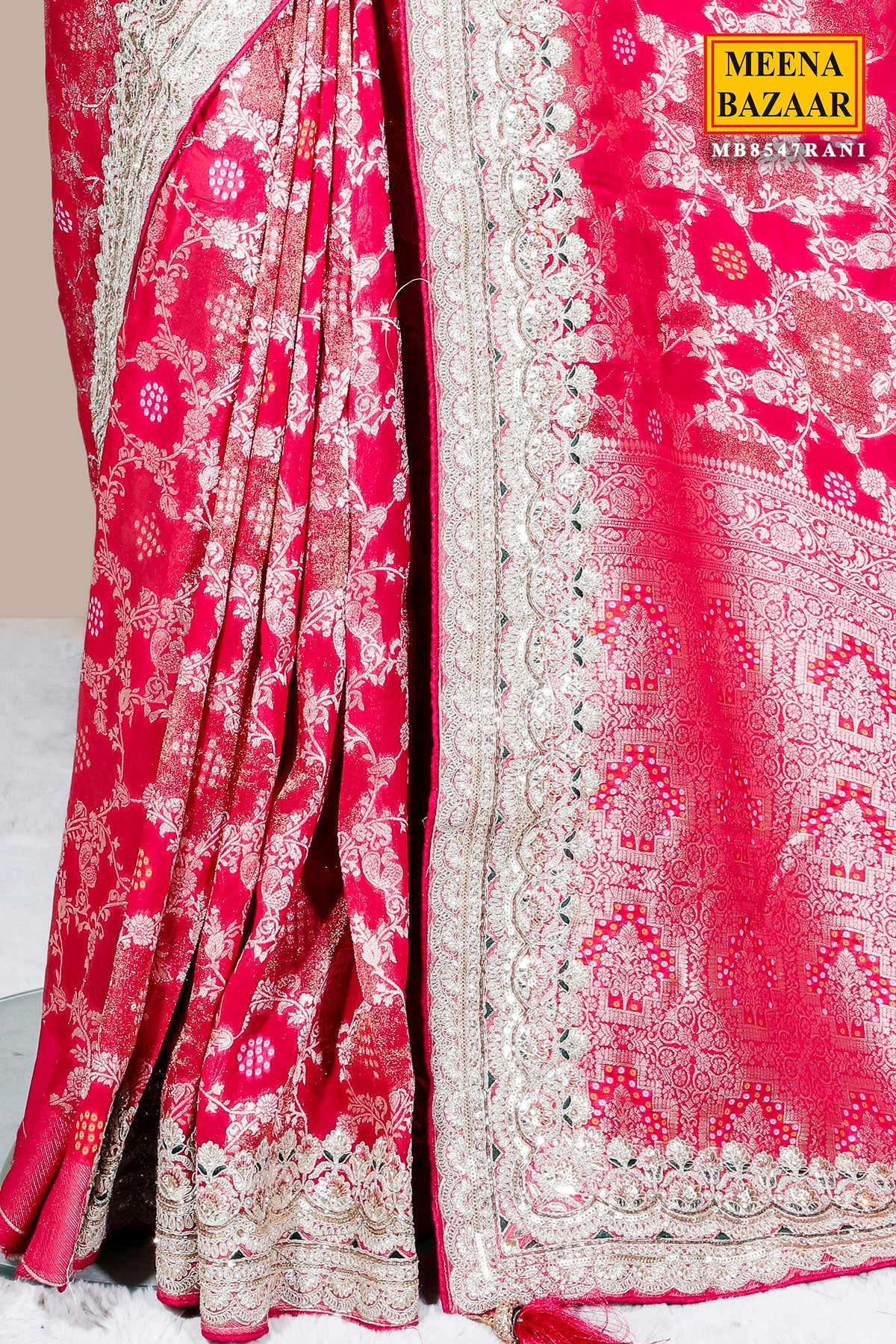 Royal Rani Khaddi Saree – Elegant Embroidered Draped Luxury - Image 4