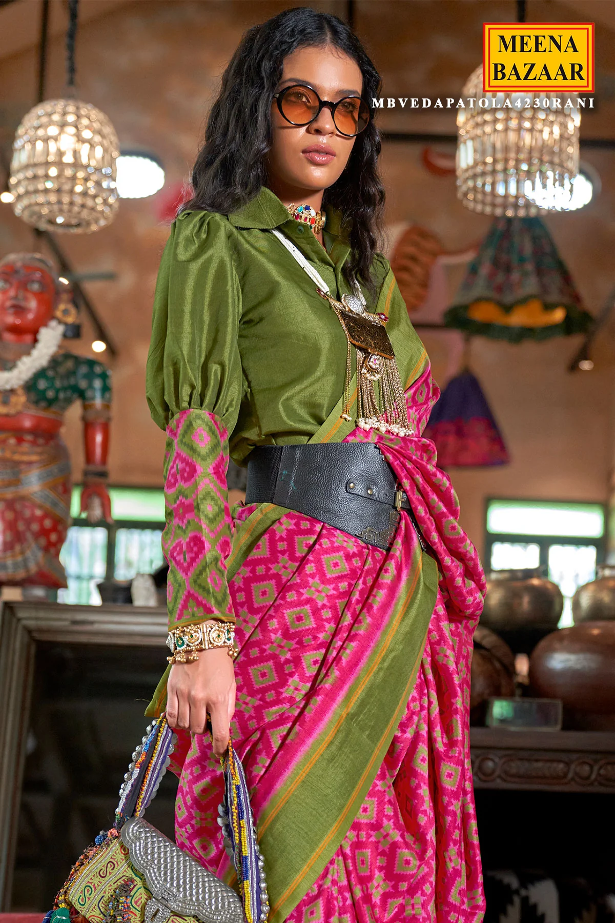Royal Rani Silk Saree with Veda Patola Heritage Weave - Image 2