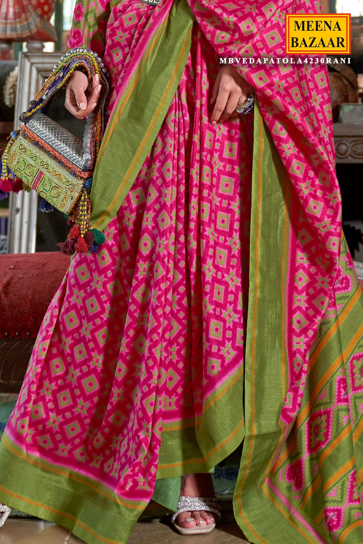Royal Rani Silk Saree with Veda Patola Heritage Weave - Image 3