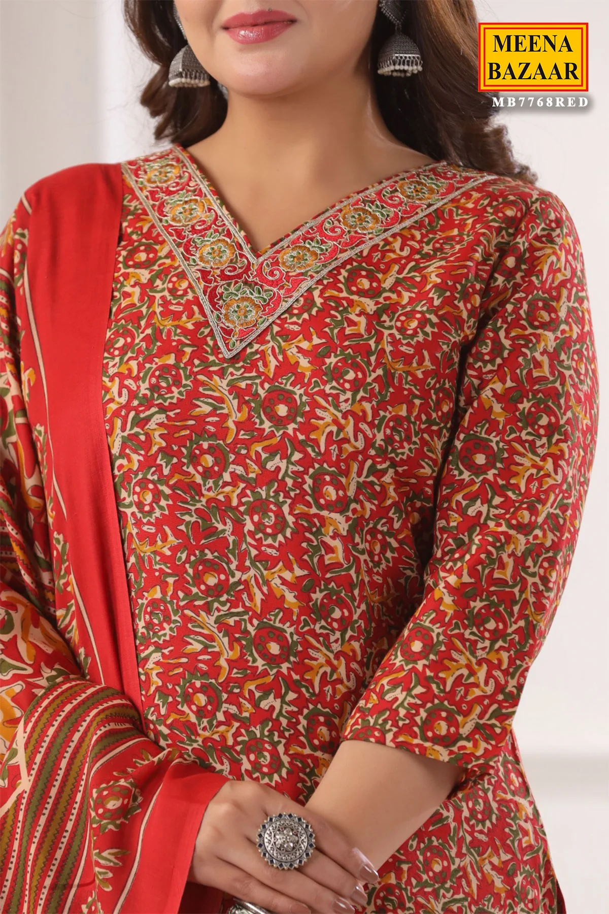 Royal Red Cotton Ready-Made Suit - Image 3