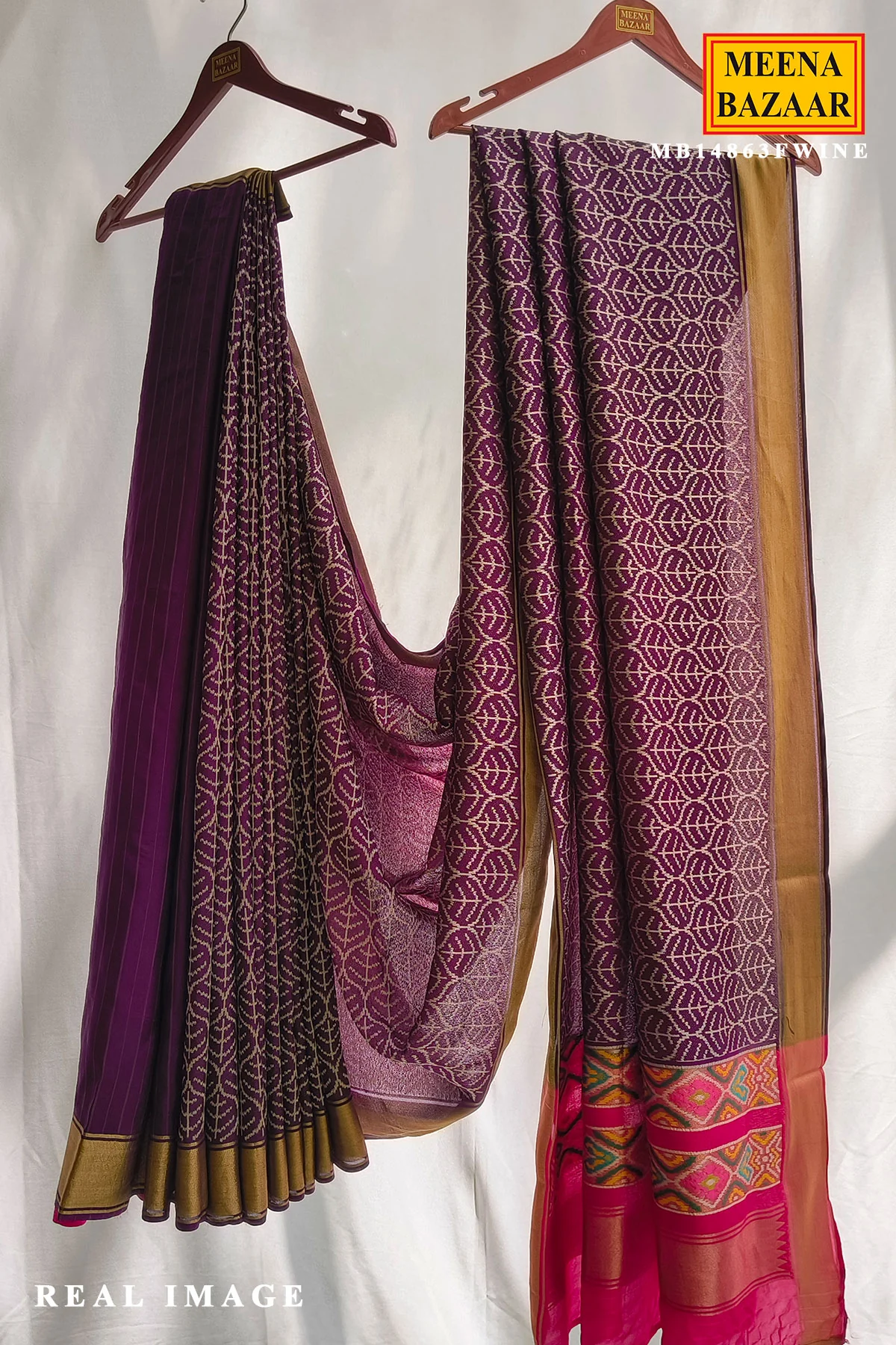 Royal Wine Silk Saree - Image 2