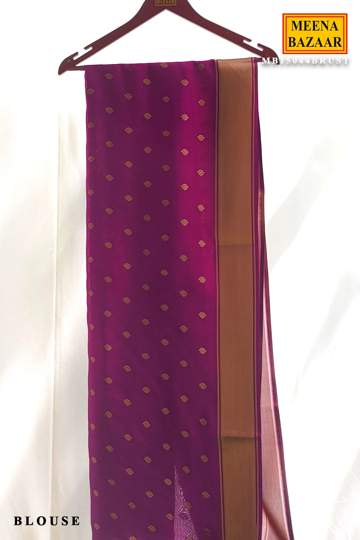 Rust Organza Weave Saree with Wine Accents - Image 3
