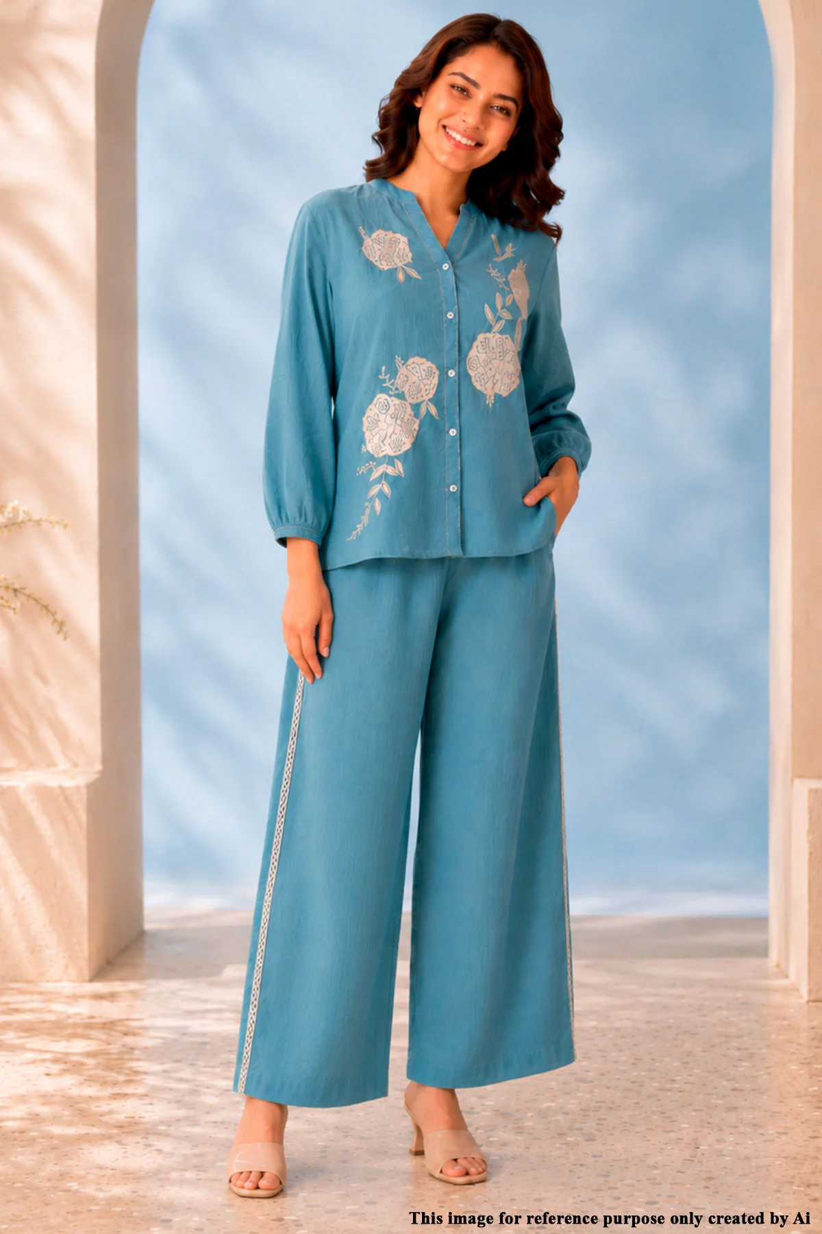 Sea Green Embroidered Co-ord Set