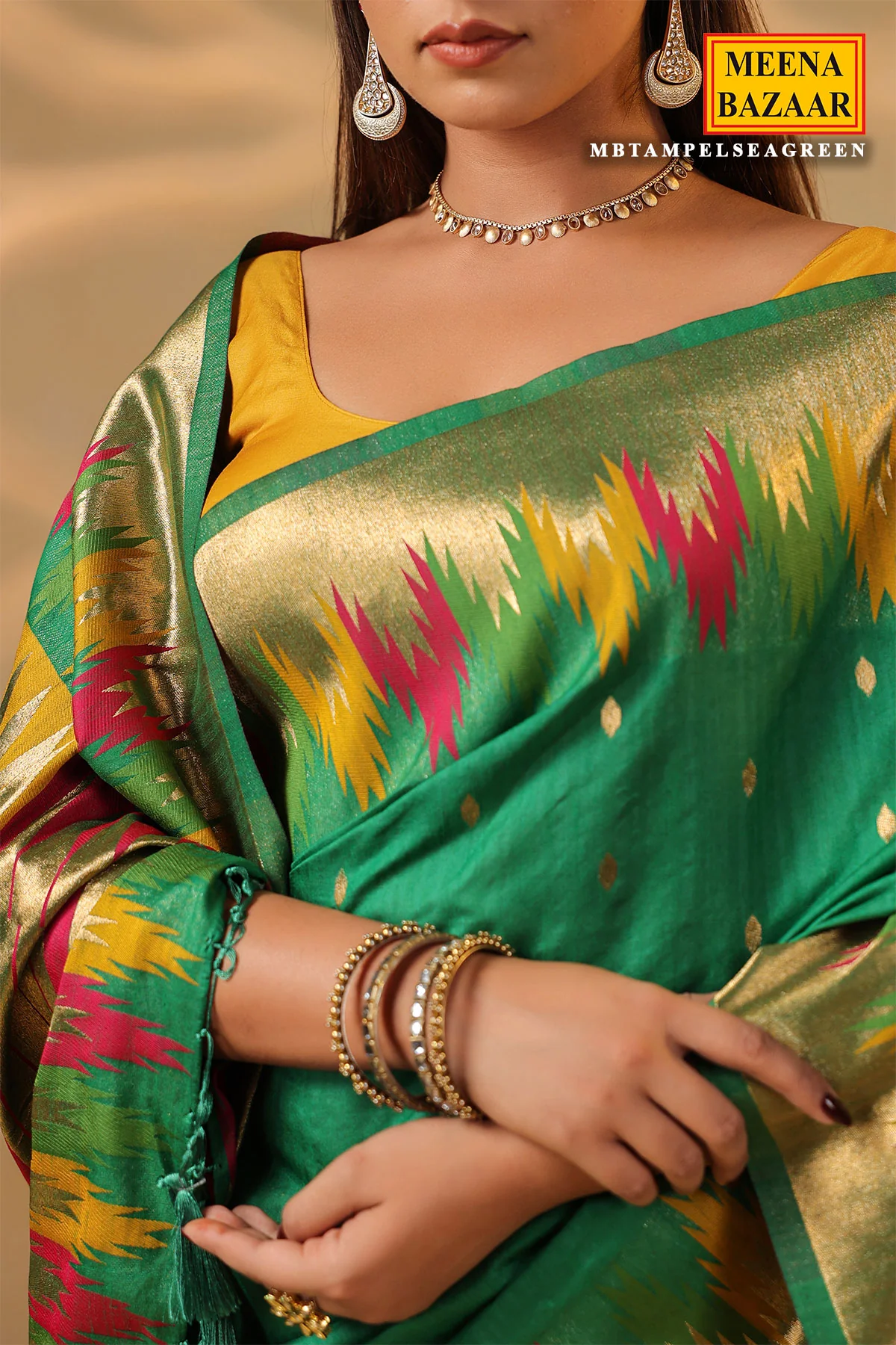 Sea Green Silk Woven Saree – Elegant Handwoven Design - Image 8