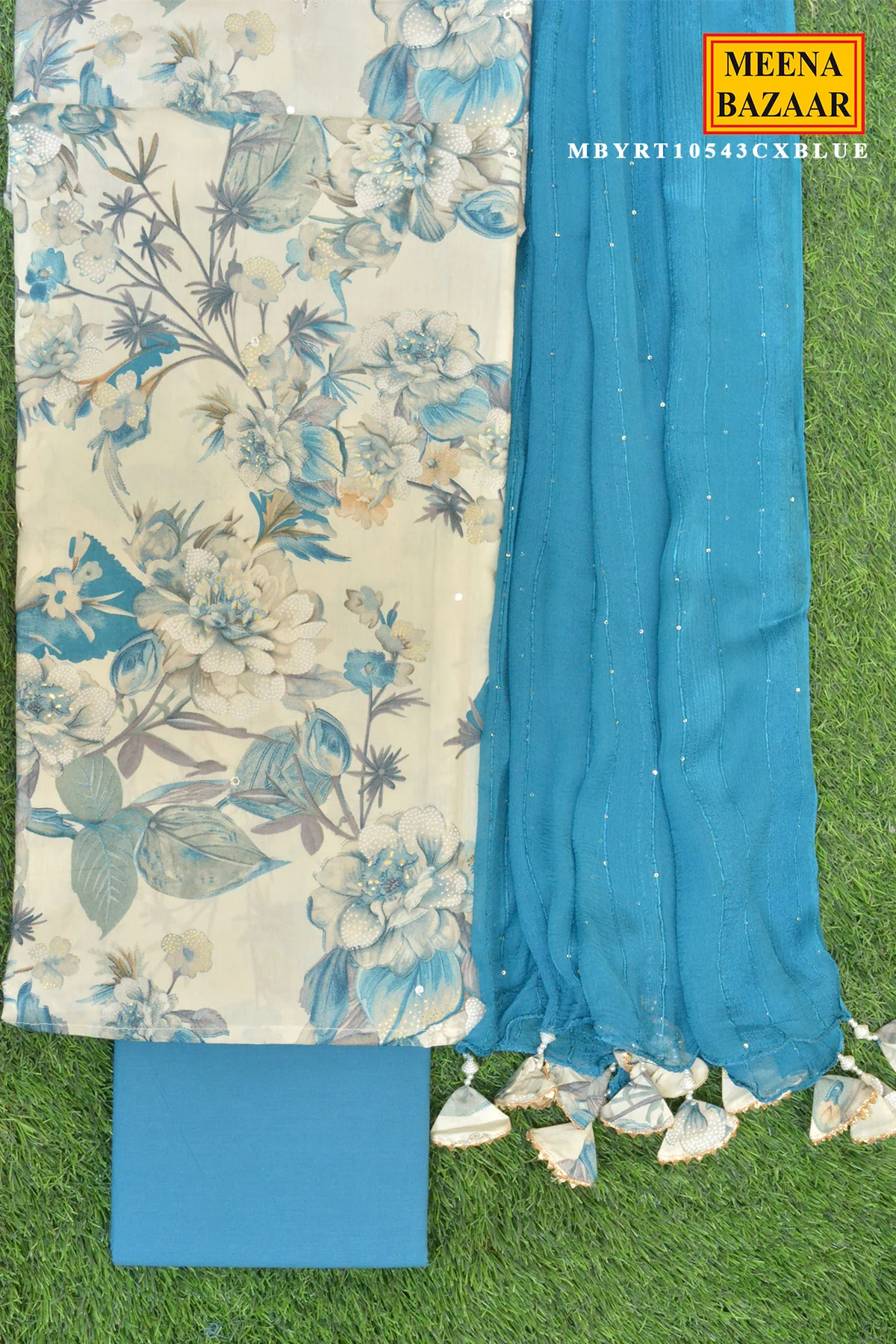 Sky Bloom Floral Cotton Suit Set - Image 3