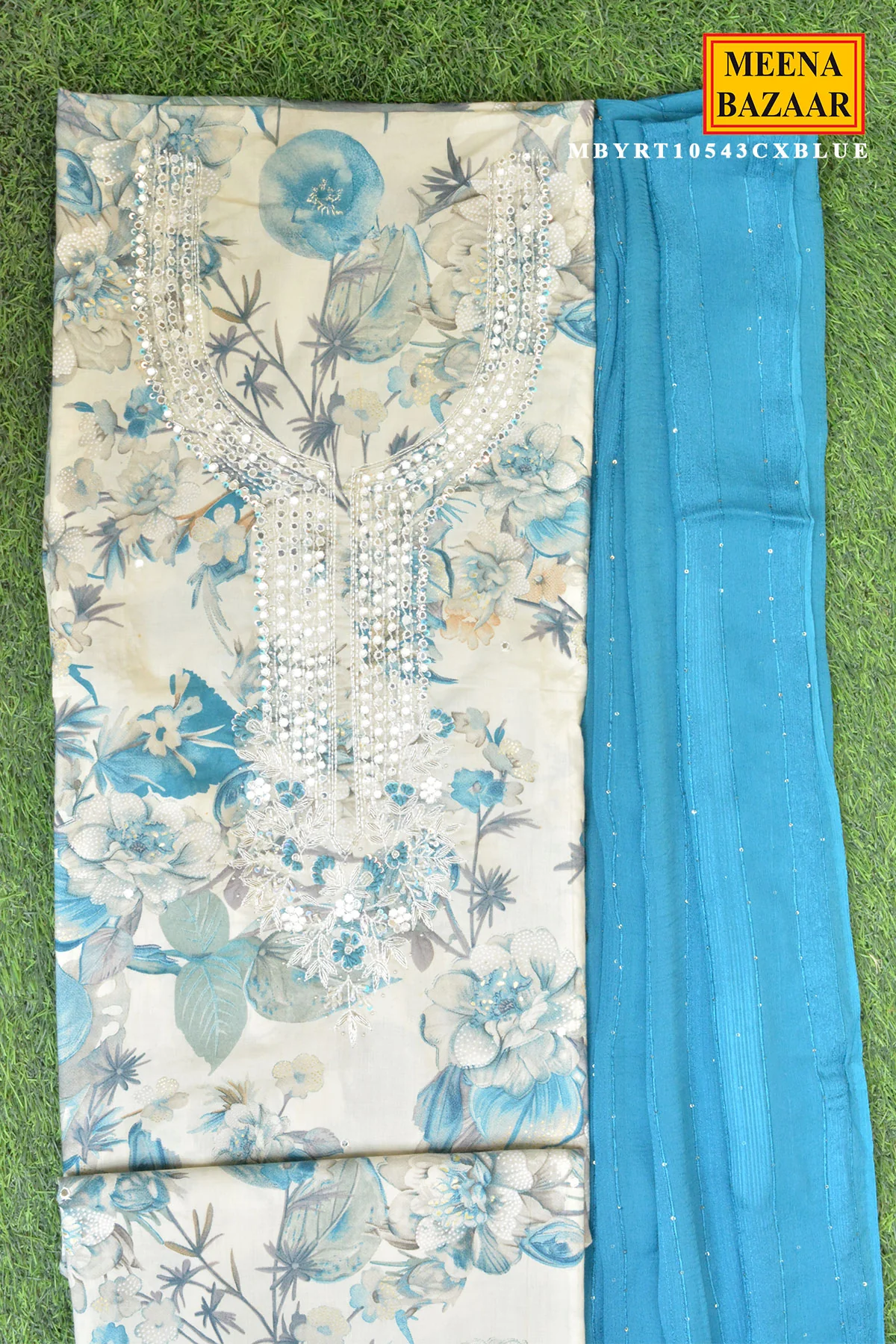 Sky Bloom Floral Cotton Suit Set - Image 4