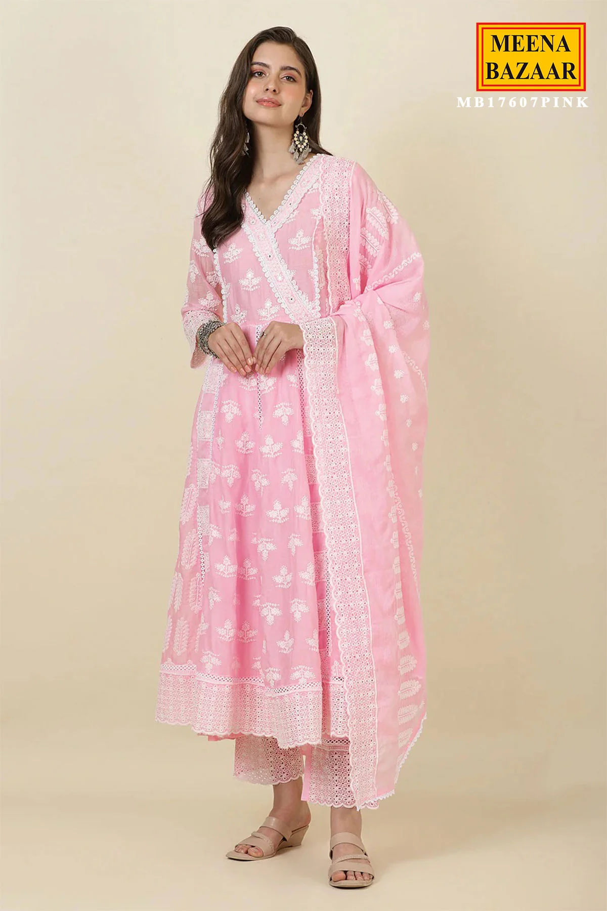 Summer Staple Pink Kurta Pant Set With Dupatta - Image 4