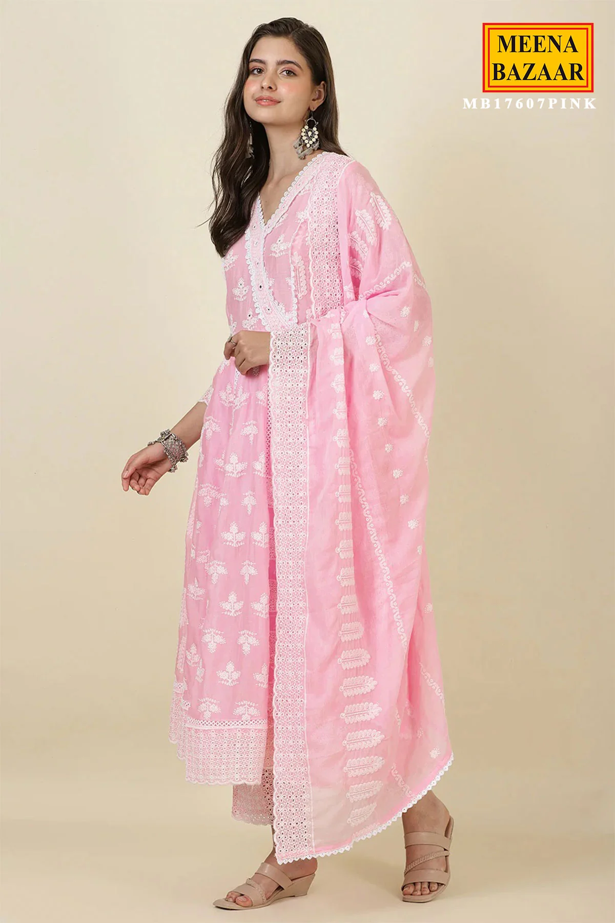 Summer Staple Pink Kurta Pant Set With Dupatta - Image 5
