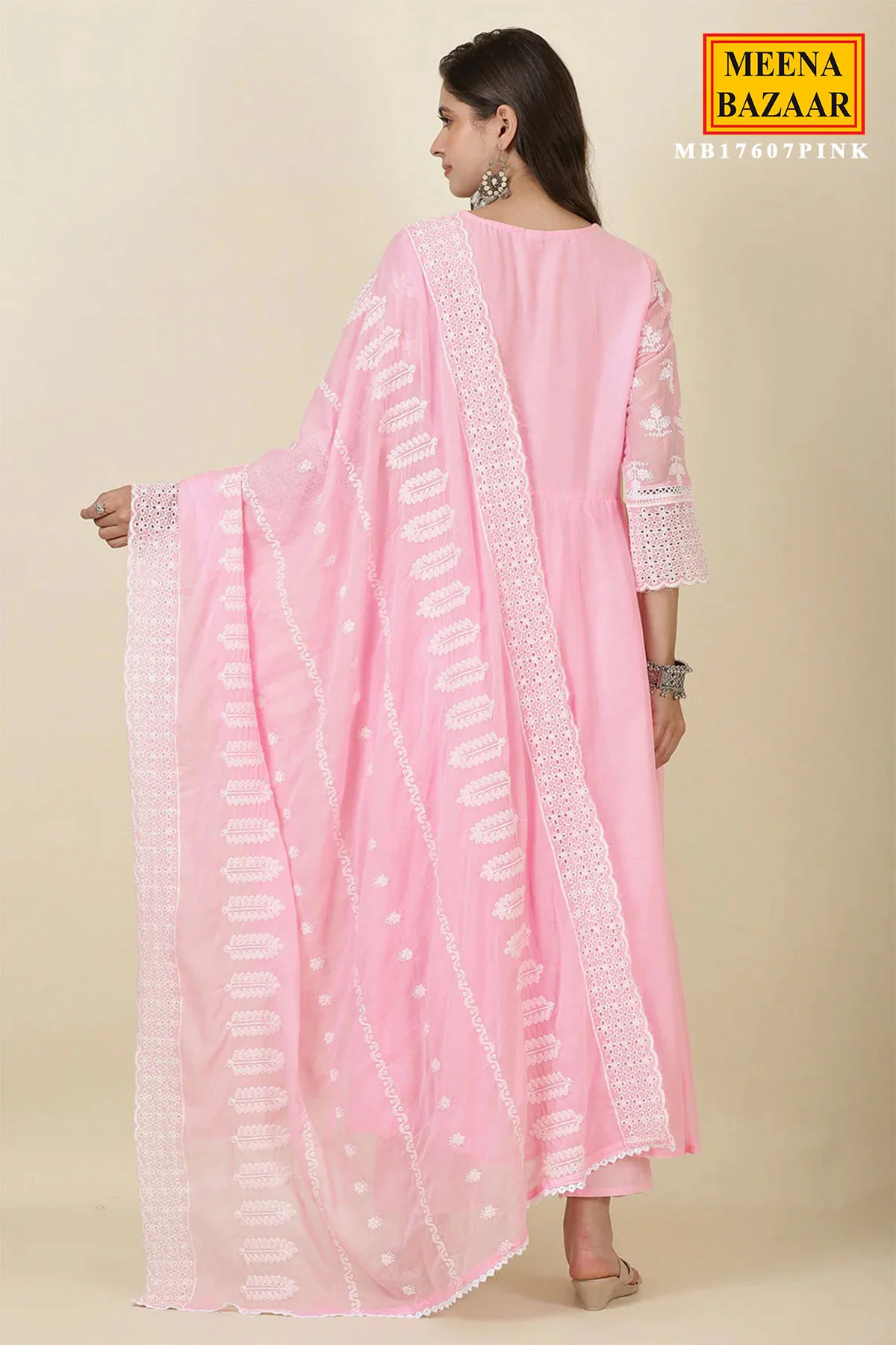 Summer Staple Pink Kurta Pant Set With Dupatta - Image 7