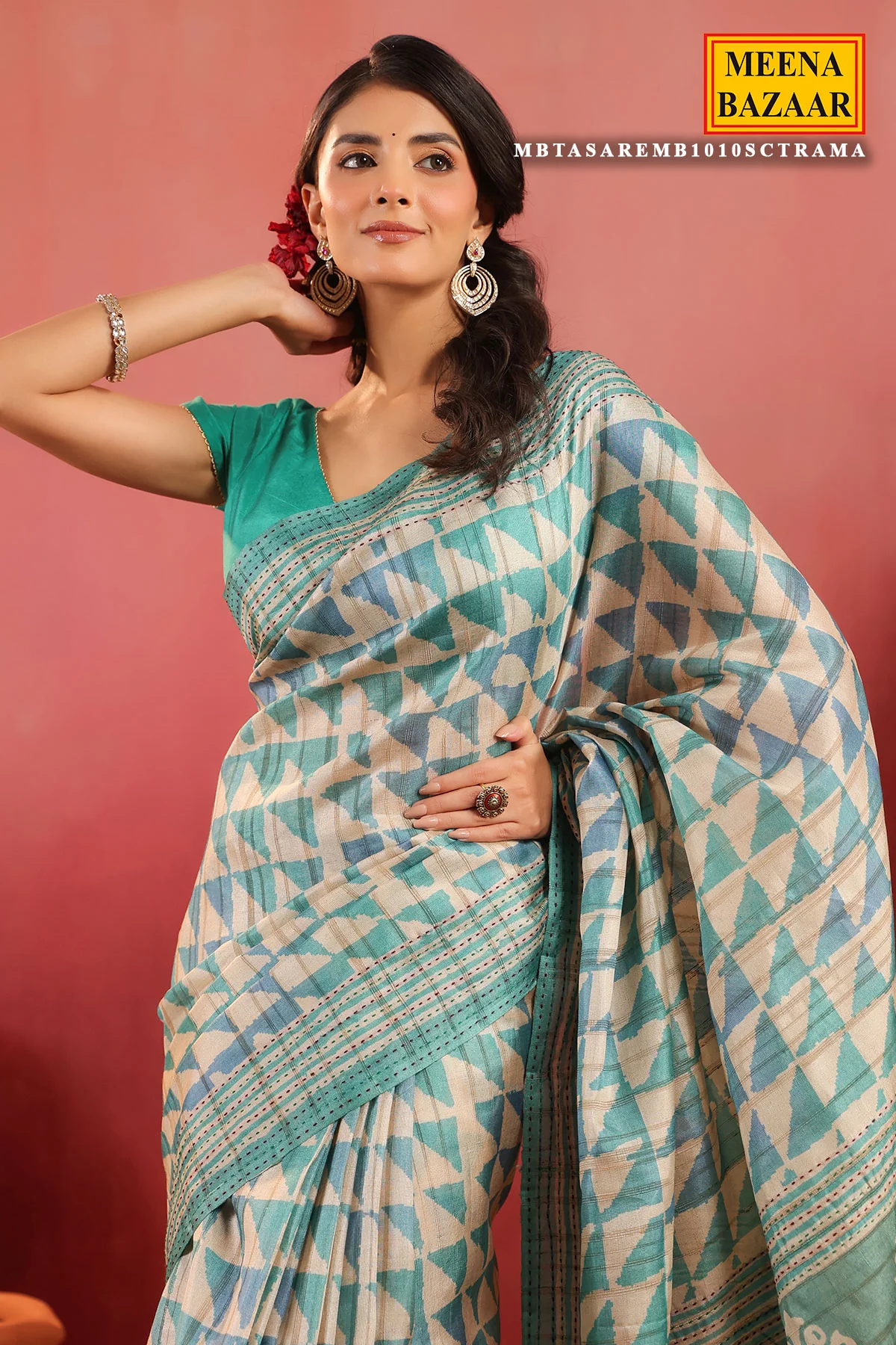 Rama Printed Cotton Saree Lightweight Daily & Office Wear - Image 3