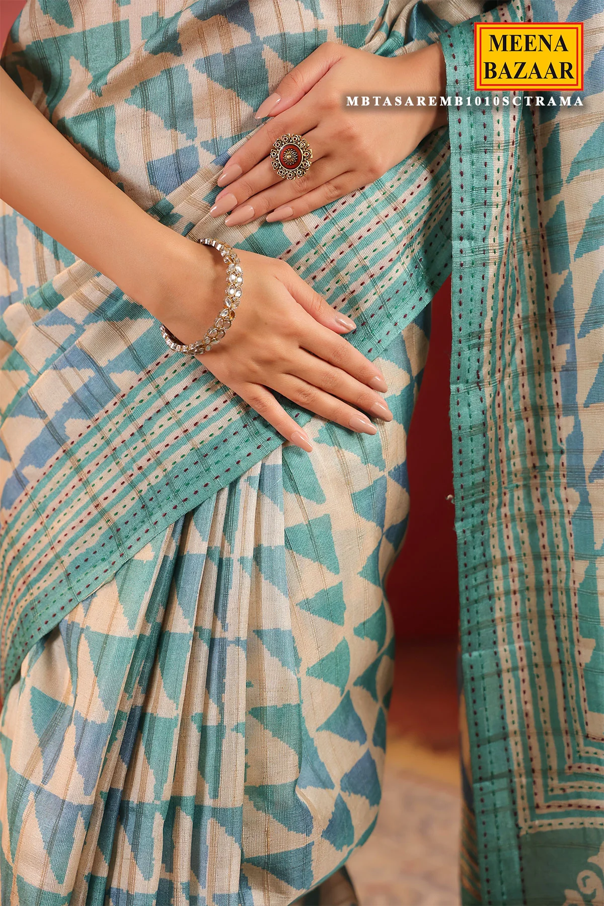 Rama Printed Cotton Saree Lightweight Daily & Office Wear - Image 5