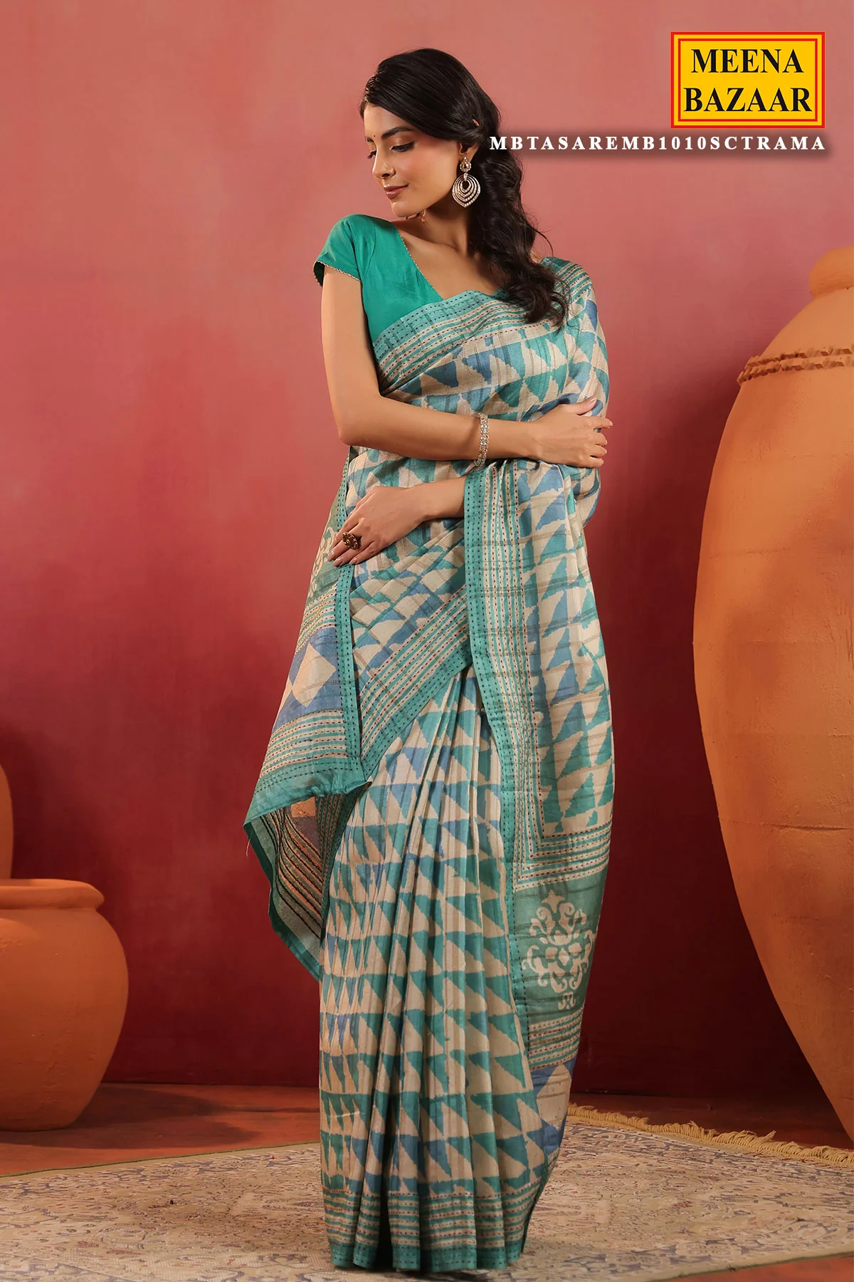 Rama Printed Cotton Saree Lightweight Daily & Office Wear - Image 6