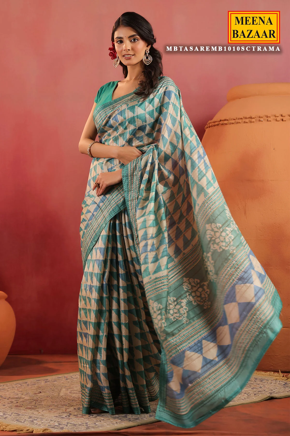 Rama Printed Cotton Saree Lightweight Daily & Office Wear - Image 7