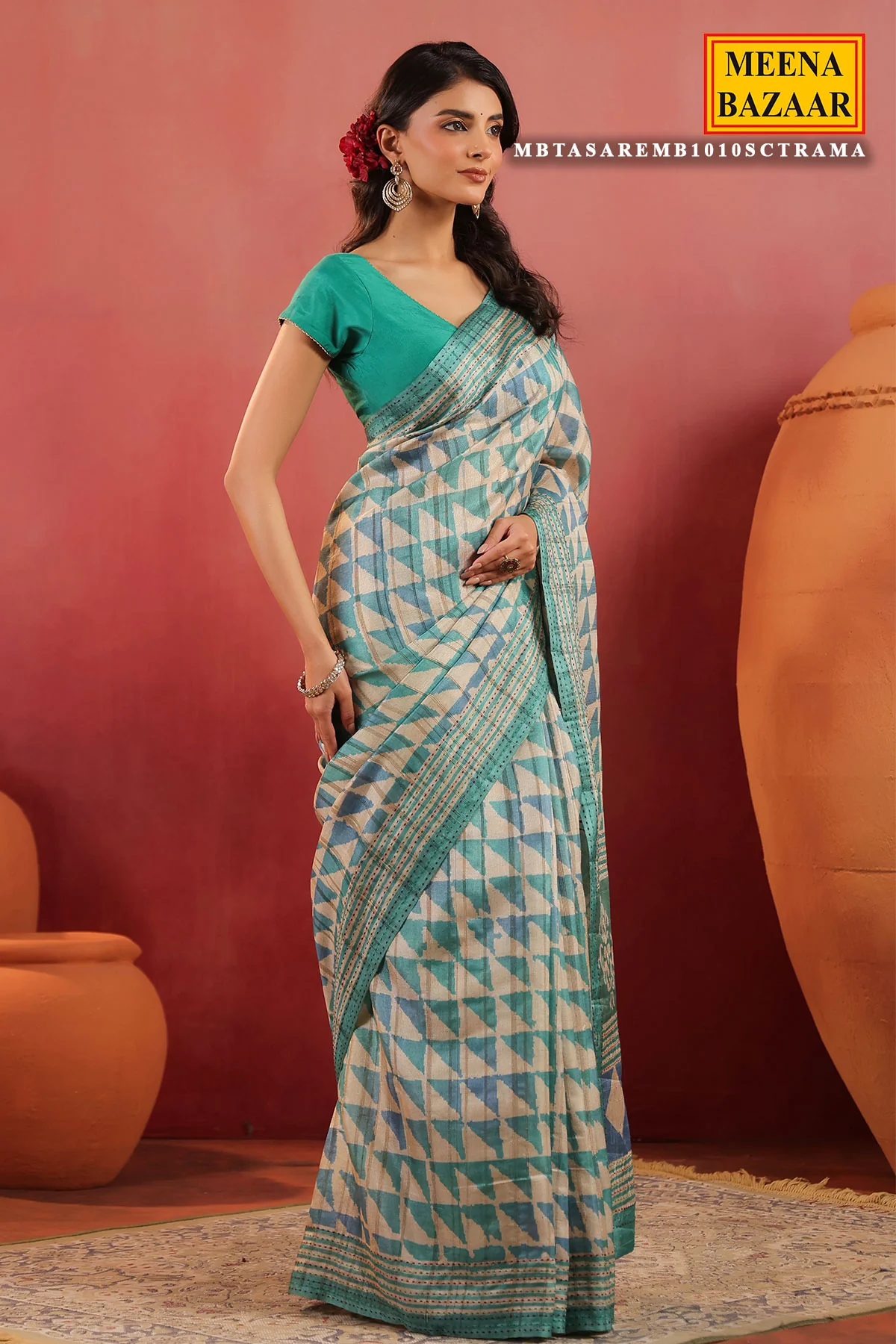 Rama Printed Cotton Saree Lightweight Daily & Office Wear - Image 8