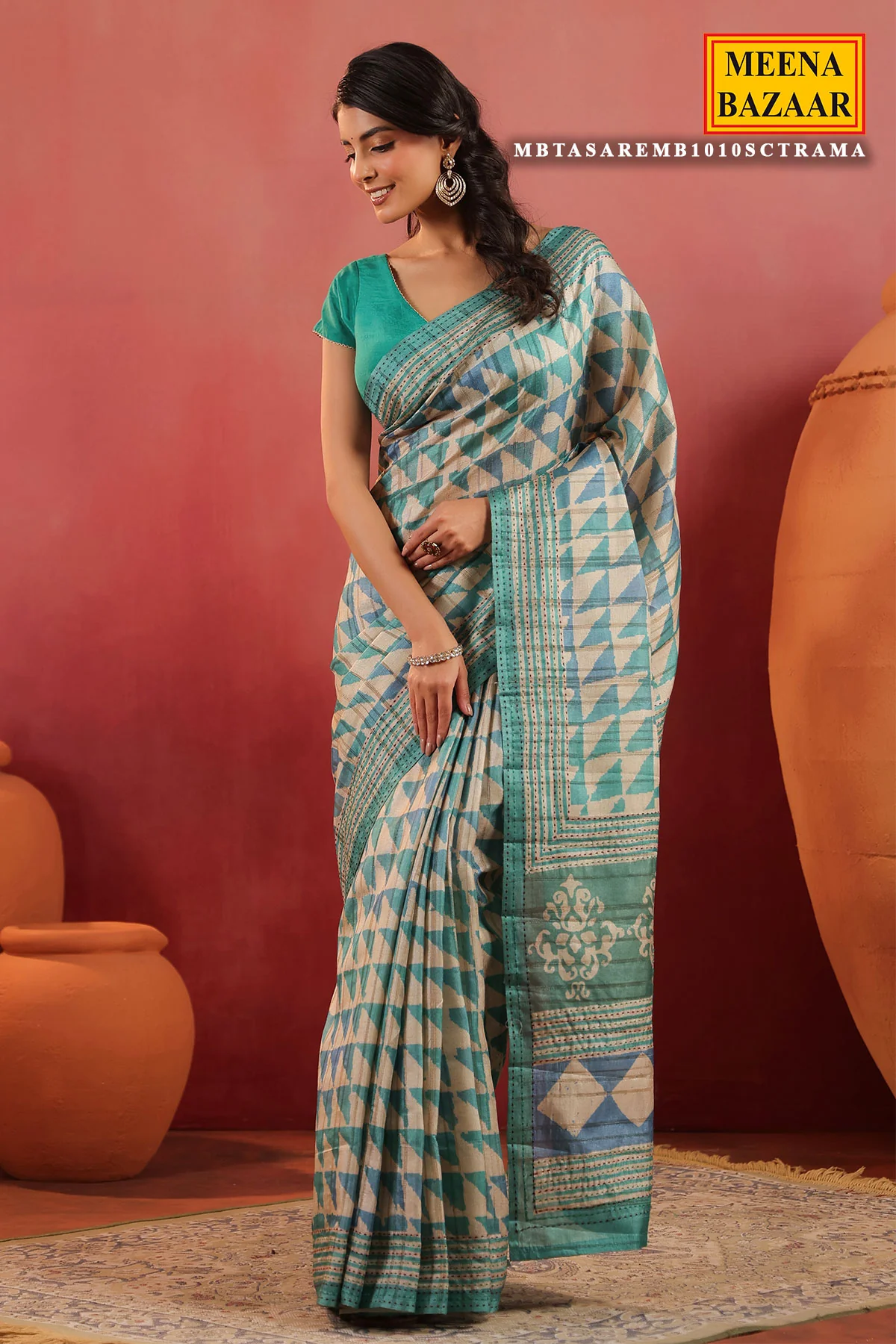 Rama Printed Cotton Saree Lightweight Daily & Office Wear - Image 9