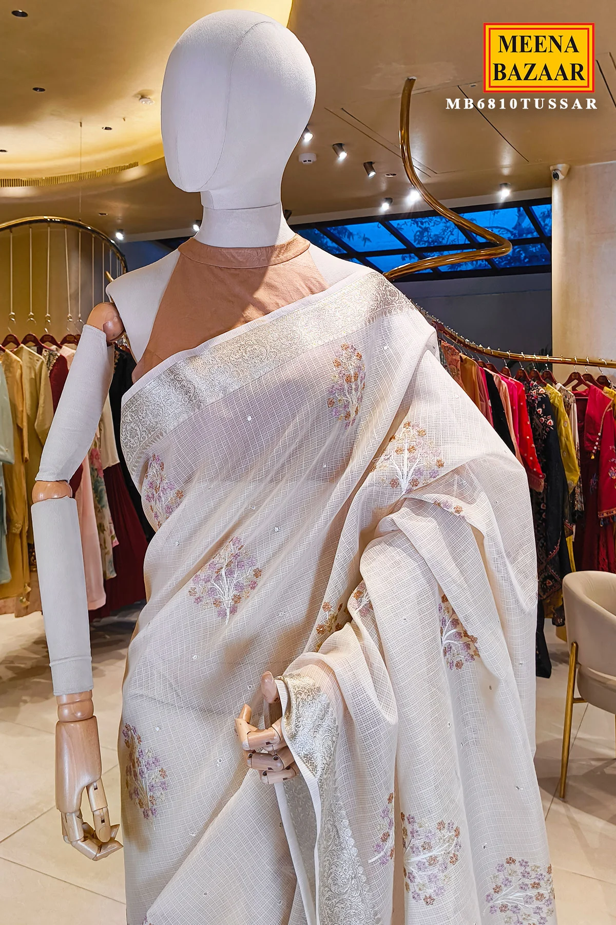 Tussar Cotton Embroidered Saree for Women - Elegant Ethnic & Festive Wear - Image 3