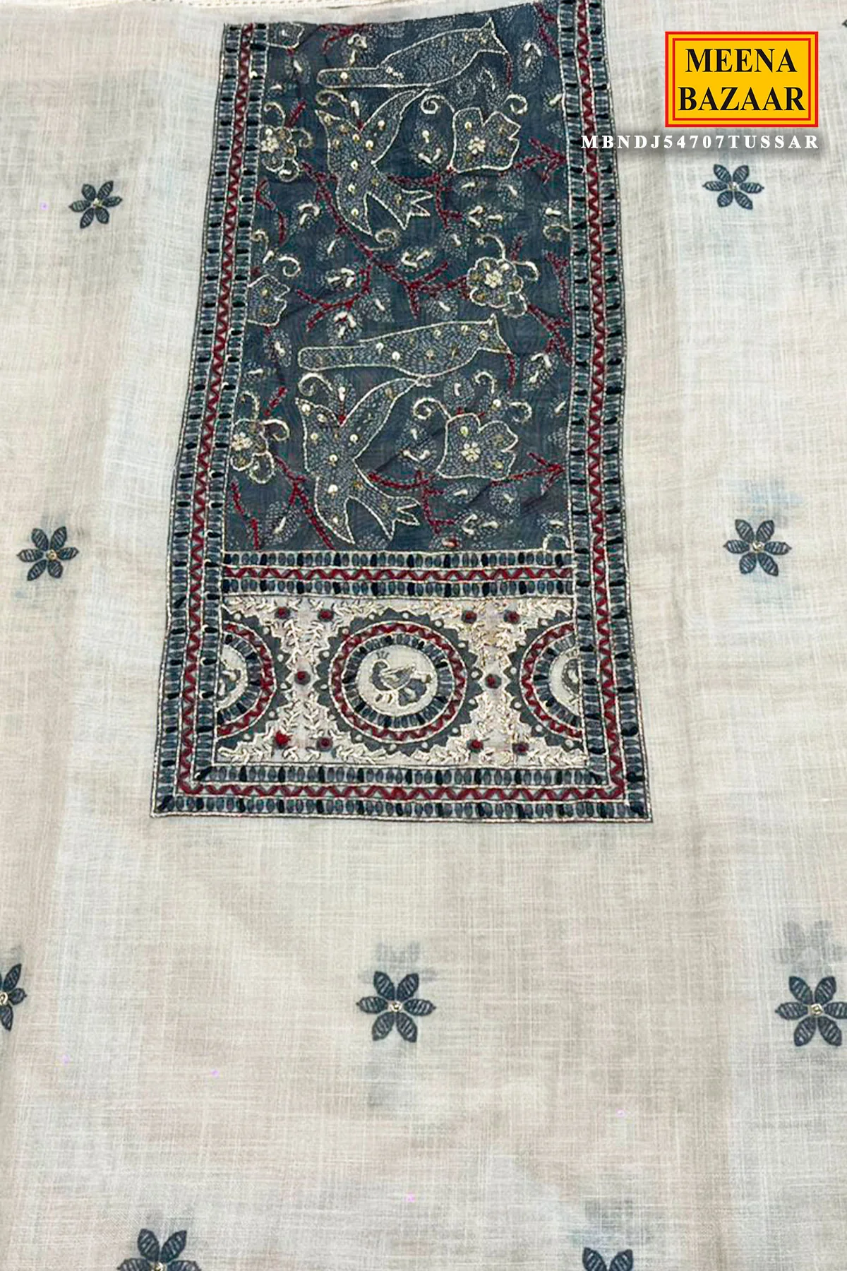Tussar Cotton Embroidered Suit Piece – Elegant Everyday Ethnic Wear - Image 2