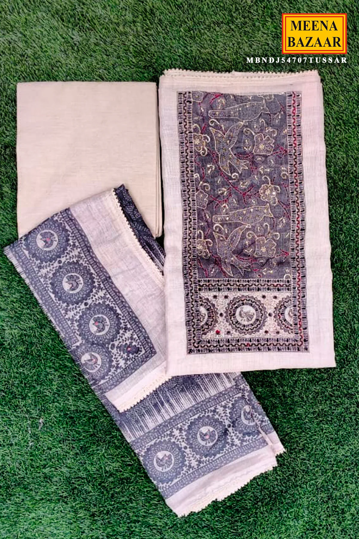 Tussar Cotton Embroidered Suit Piece – Elegant Everyday Ethnic Wear - Image 3