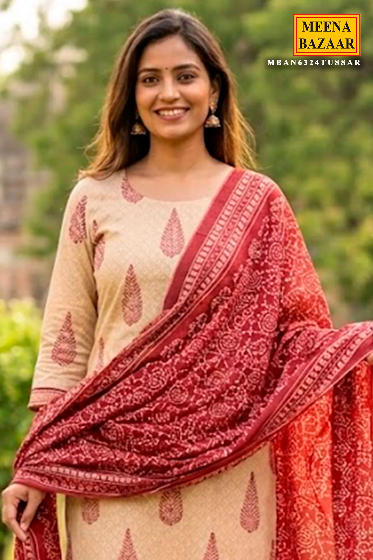 Tussar Cotton Embroidered Unstitched Suit - Image 2