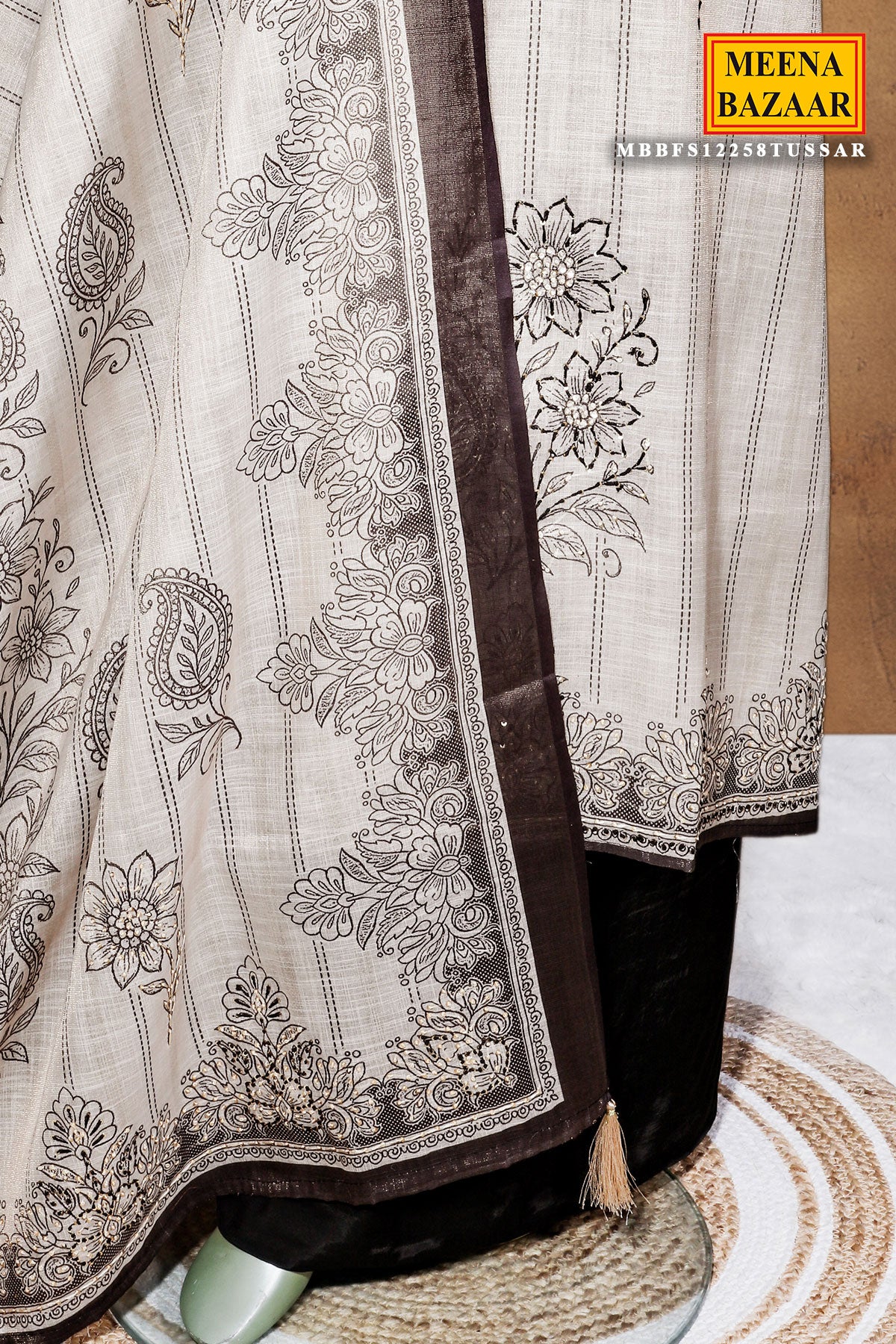 Tussar Cotton Unstitched Suit with Elegant Embroidery - Image 4