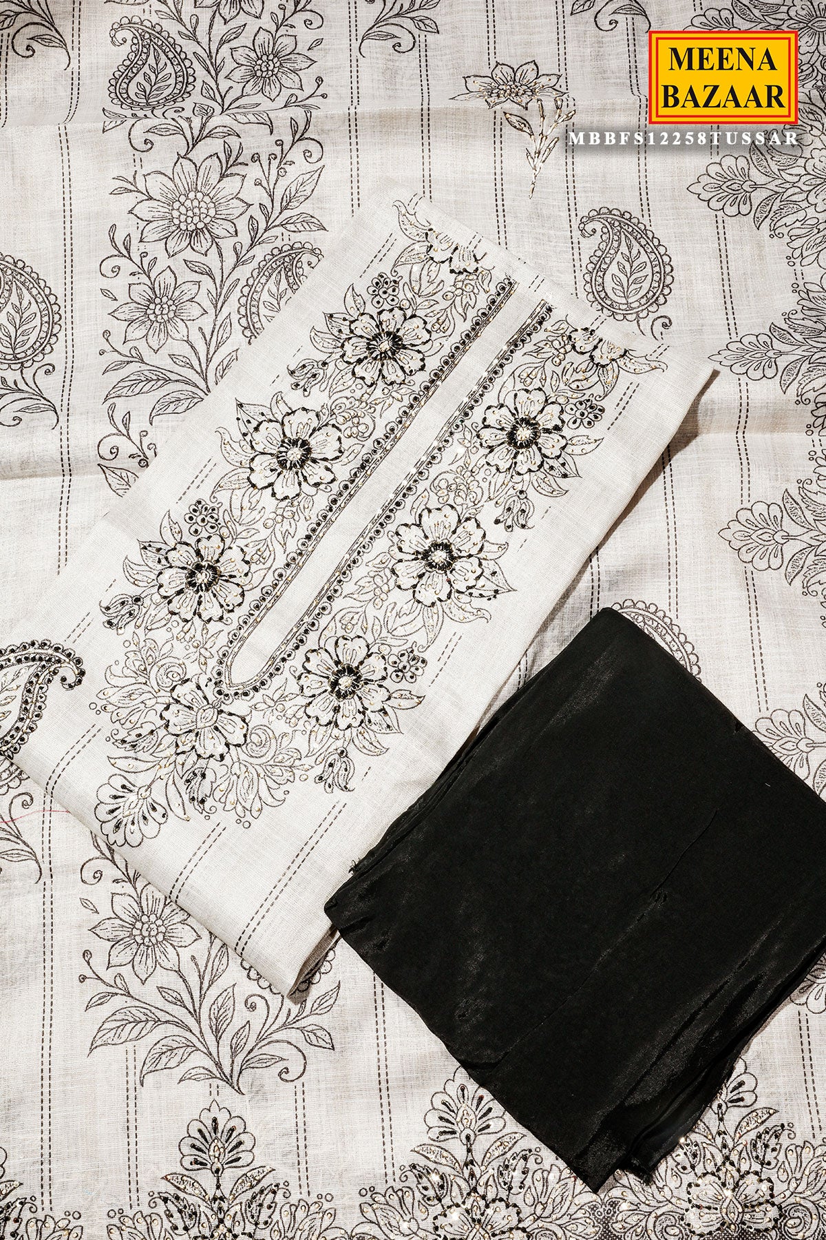 Tussar Cotton Unstitched Suit with Elegant Embroidery - Image 7
