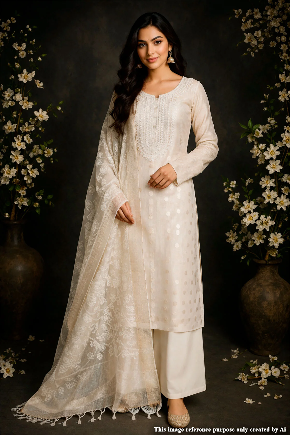 Tussar Cotton Unstitched Suit with Elegant Embroidery Work - Image 5