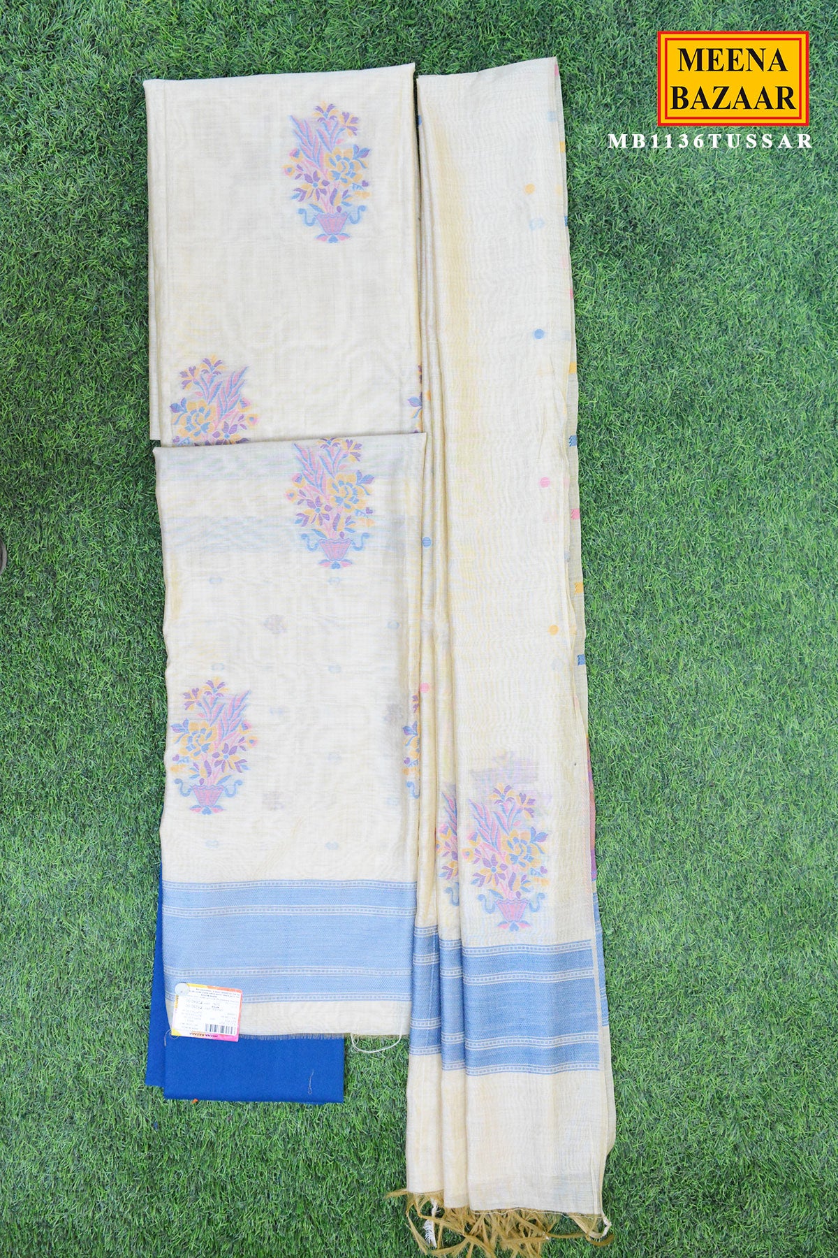 Tussar Floral Suit Set with Dupatta - Image 2